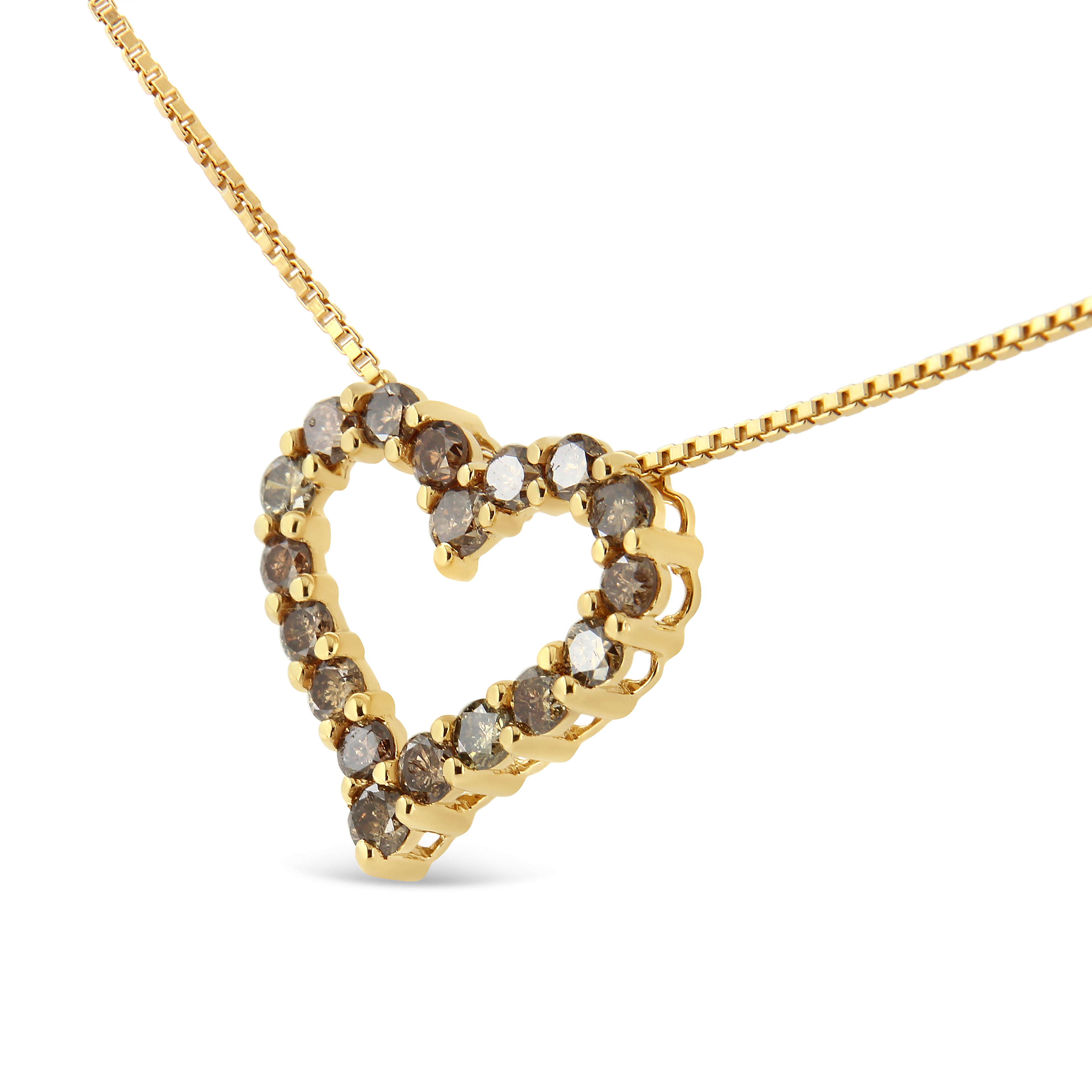 Haus of Brilliance 14K Yellow Gold Plated .925 Sterling Silver 1.0 Cttw Champagne Diamond Heart Pendant Necklace (K-L Color, I1-I2 Clarity) - 18"