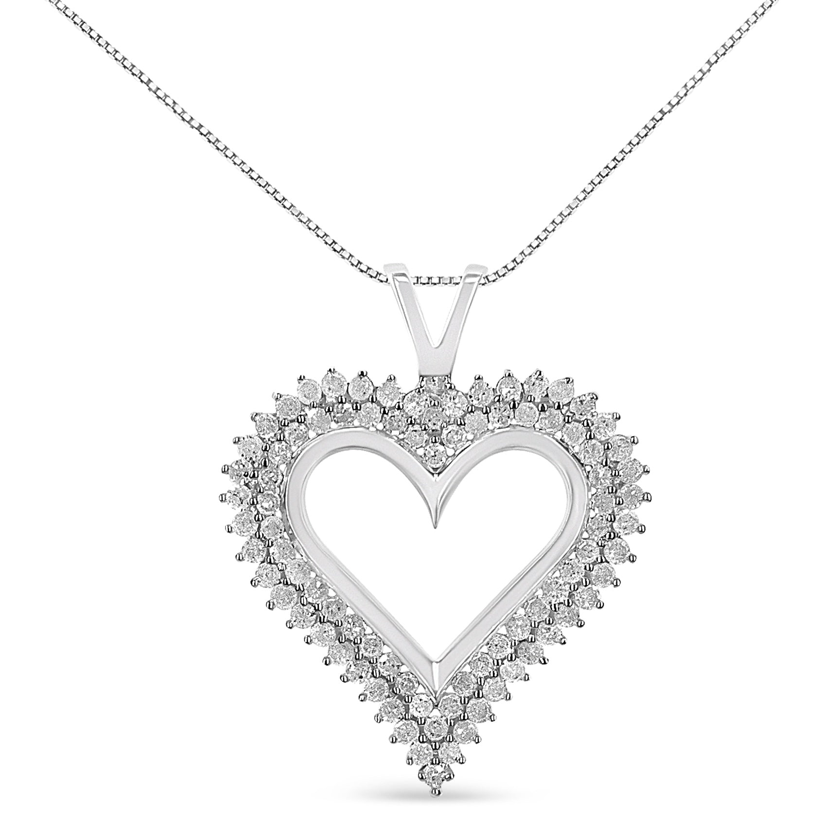 Haus of Brilliance .925 Sterling Silver 1/2 Cttw Diamond Heart 18" Pendant Necklace (I-J Color, I3 Clarity)