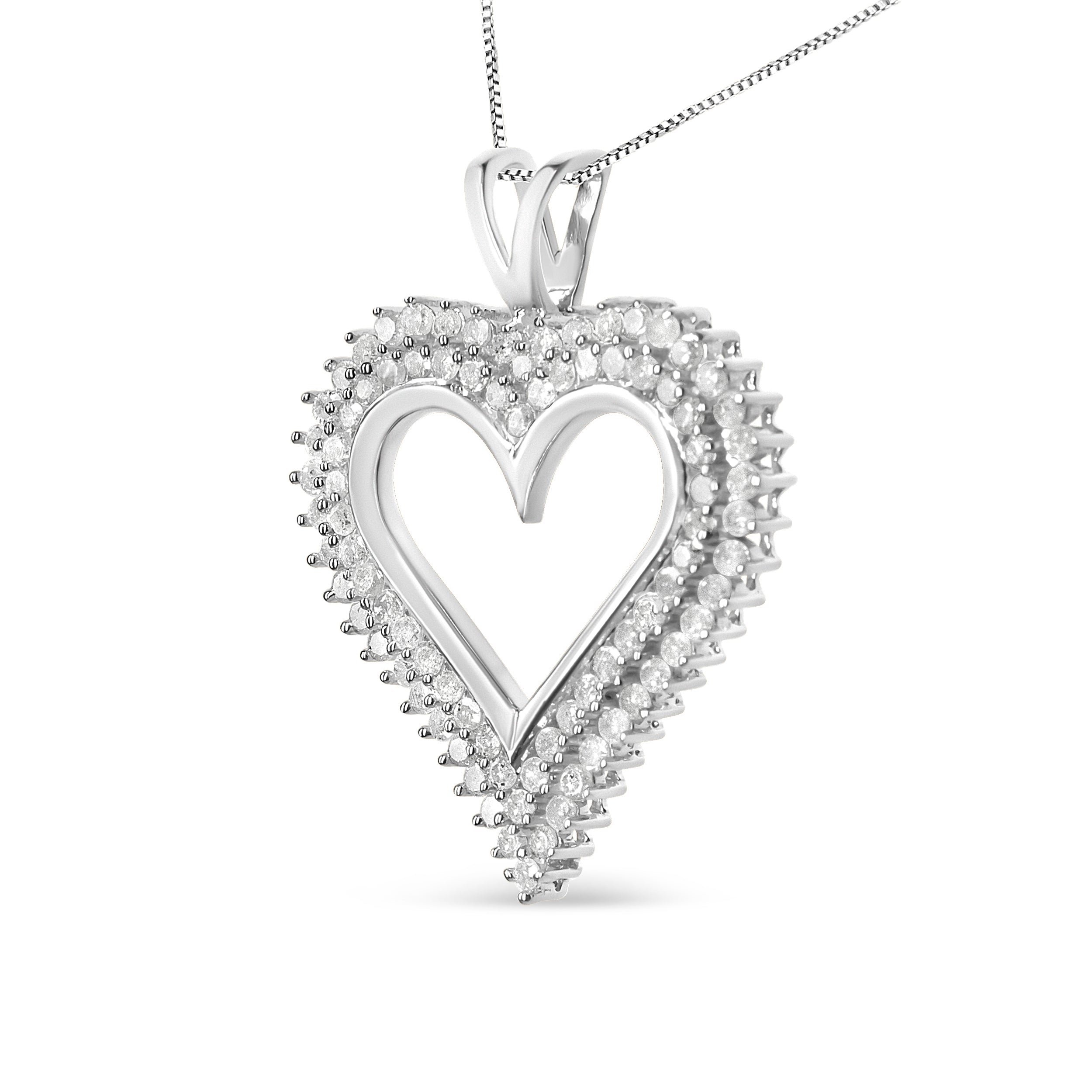 Haus of Brilliance .925 Sterling Silver 1/2 Cttw Diamond Heart 18" Pendant Necklace (I-J Color, I3 Clarity)