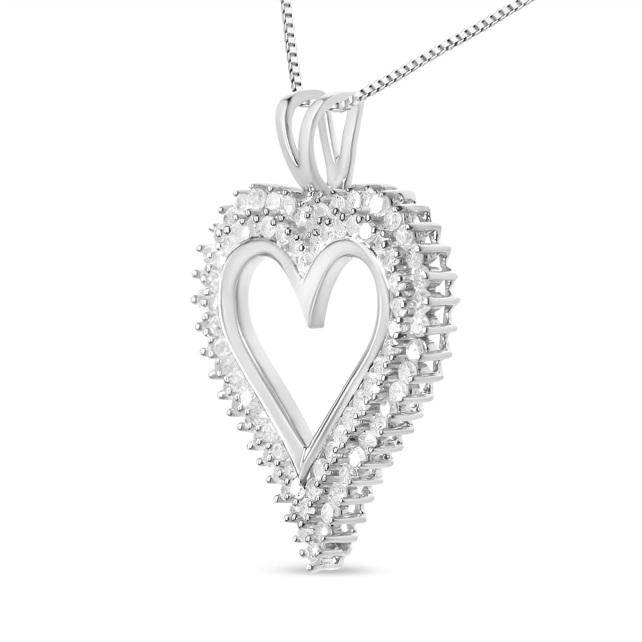 Haus of Brilliance .925 Sterling Silver 1/2 Cttw Diamond Heart 18" Pendant Necklace (I-J Color, I3 Clarity)