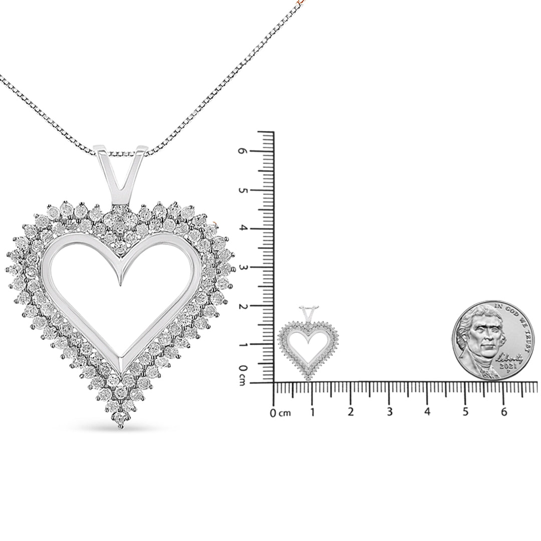 Haus of Brilliance .925 Sterling Silver 1/2 Cttw Diamond Heart 18" Pendant Necklace (I-J Color, I3 Clarity)