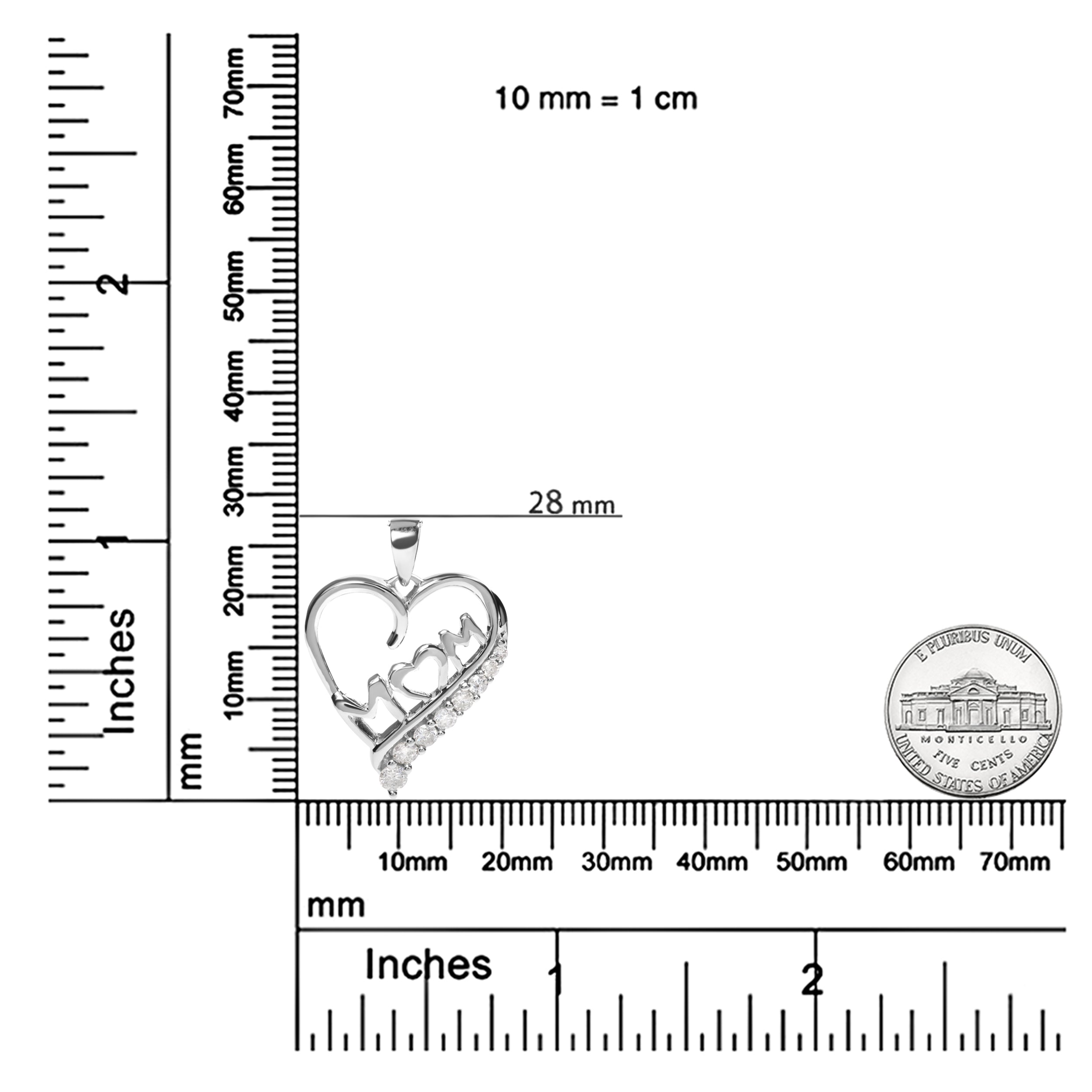 Haus of Brilliance .925 Sterling Silver 1/4 Cttw Diamond "Mom" and Open Heart 18" Pendant Necklace (I-J Color, I2-I3 Clarity)