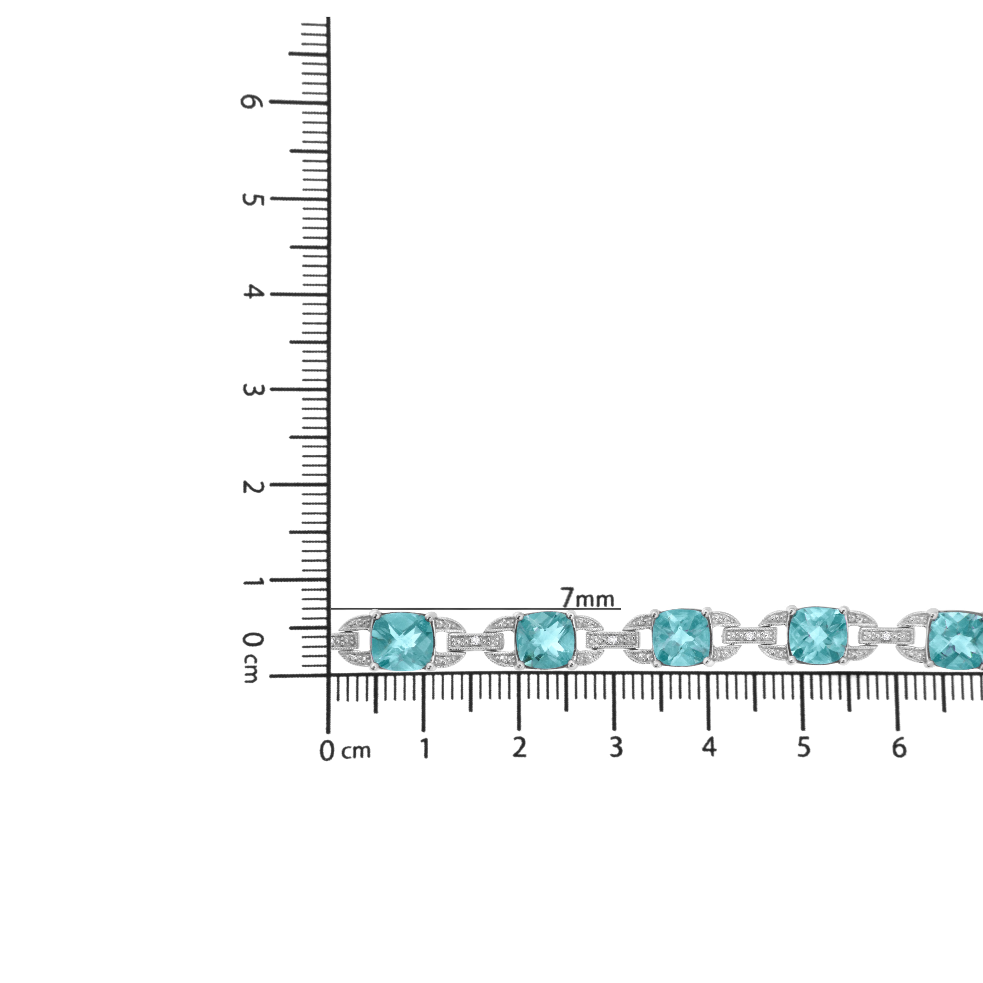 Haus of Brilliance .925 Sterling Silver 7x7 mm Cushion Cut Blue Topaz and 1/20 cttw Round Cut Diamond Fashion Tennis Bracelet (I-J Color, I1-I2 Clarity) - 7"