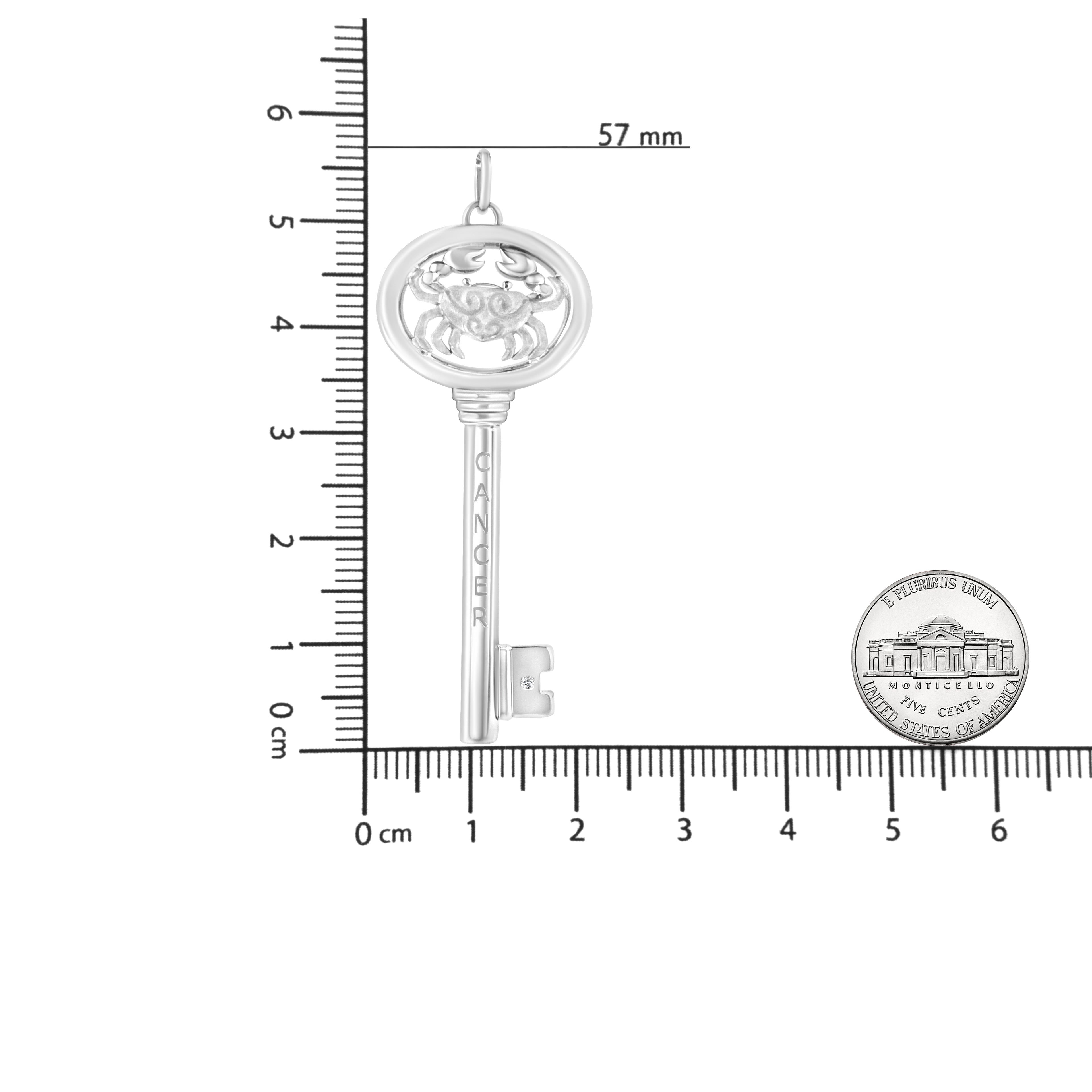 Haus of Brilliance .925 Sterling Silver Diamond Accent Cancer Zodiac Key 18" Pendant Necklace (K-L Color, I1-I2 Clarity)