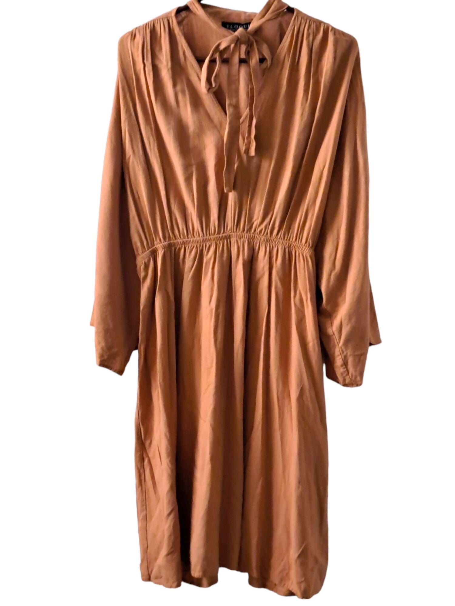 Eloquii Kimono Sleeve Tie Neck Dress - /Orange - 14