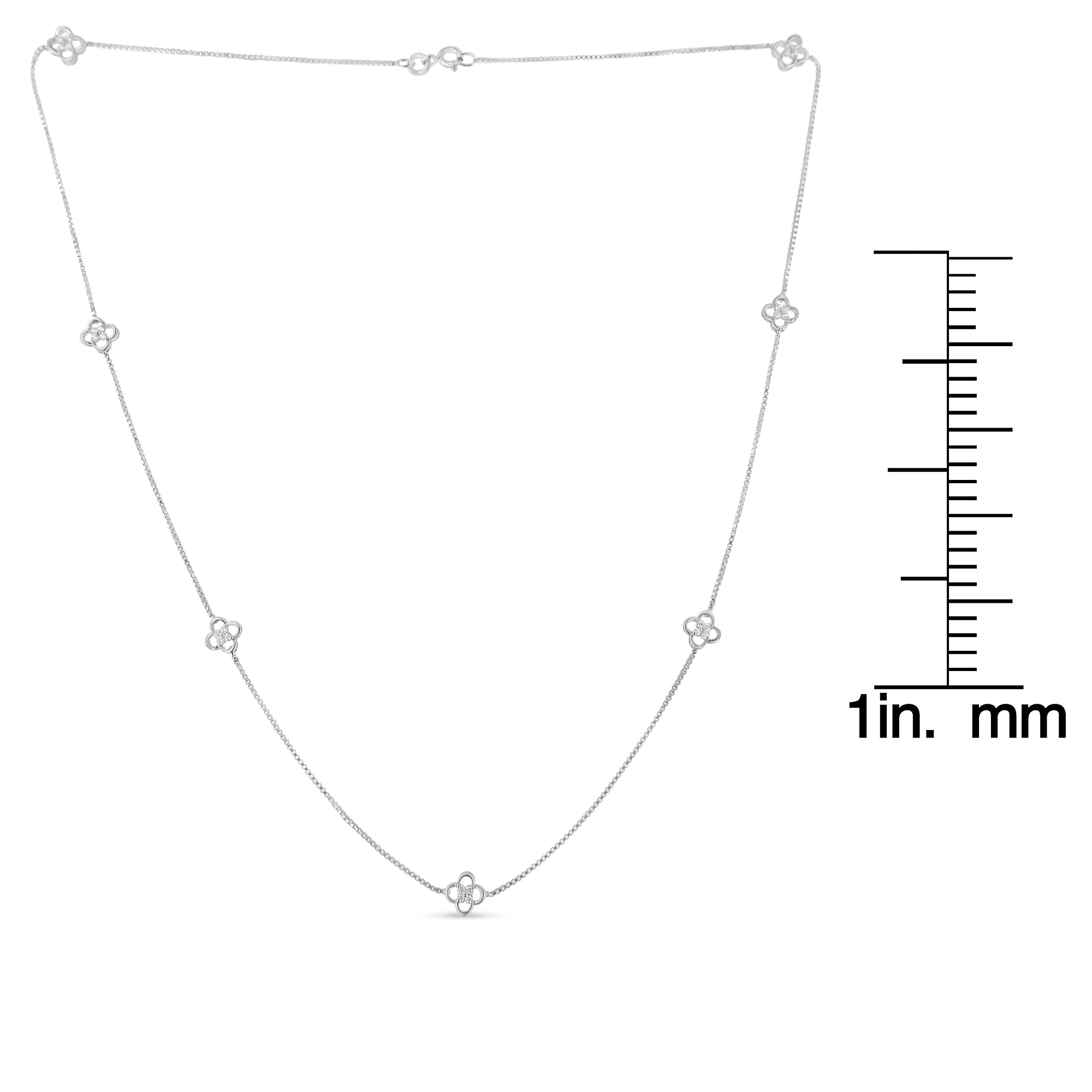 Haus of Brilliance .925 Sterling Silver 1/4 Cttw Diamond Open Quatrefoil Flower Floating Station 18" Necklace (I-J Color, I1-I2 Clarity)