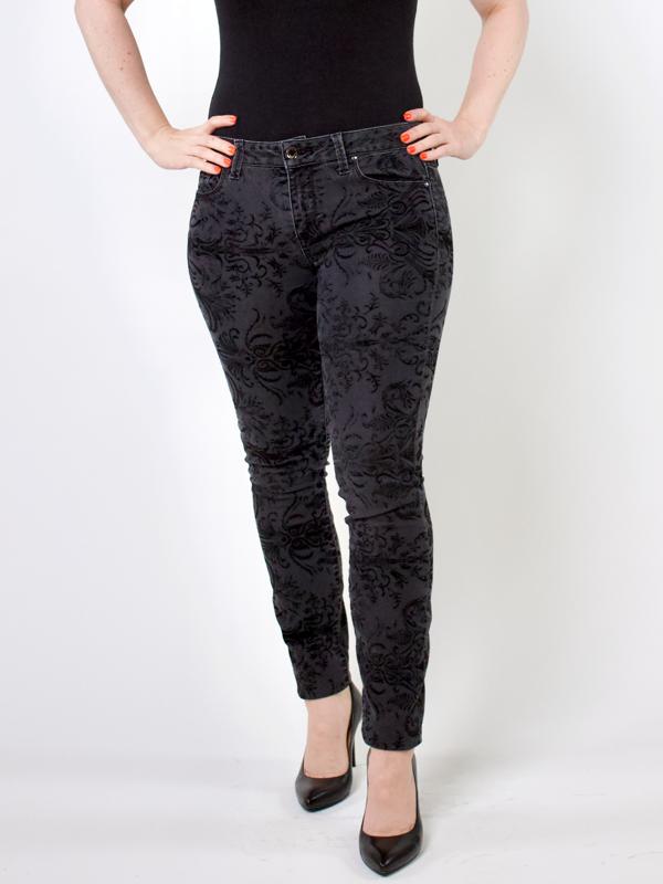Rachel Rachel Roy Velvet Brocade Textured Skinny Jeans - Floral - Black - 27