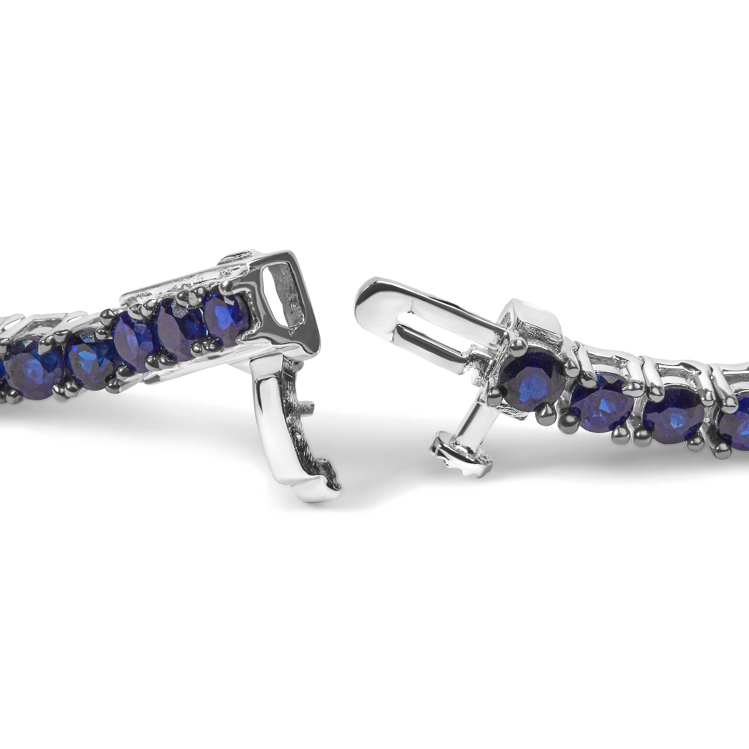 Haus of Brilliance .925 Sterling Silver 5 3/4 Cttw Round Created Blue Sapphire Tennis Bracelet - 7.25" Inches