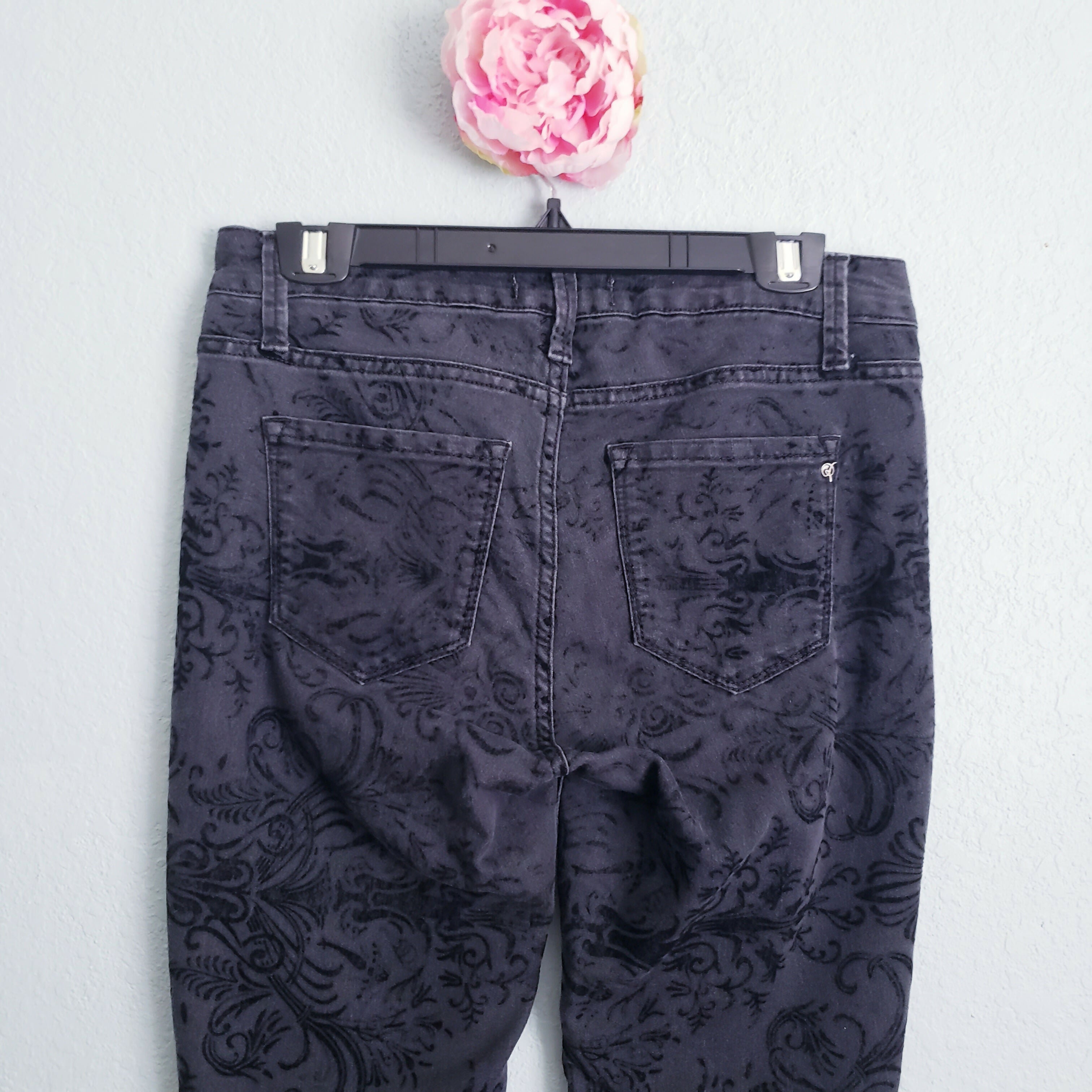 Rachel Rachel Roy Velvet Brocade Textured Skinny Jeans - Floral - Black - 27