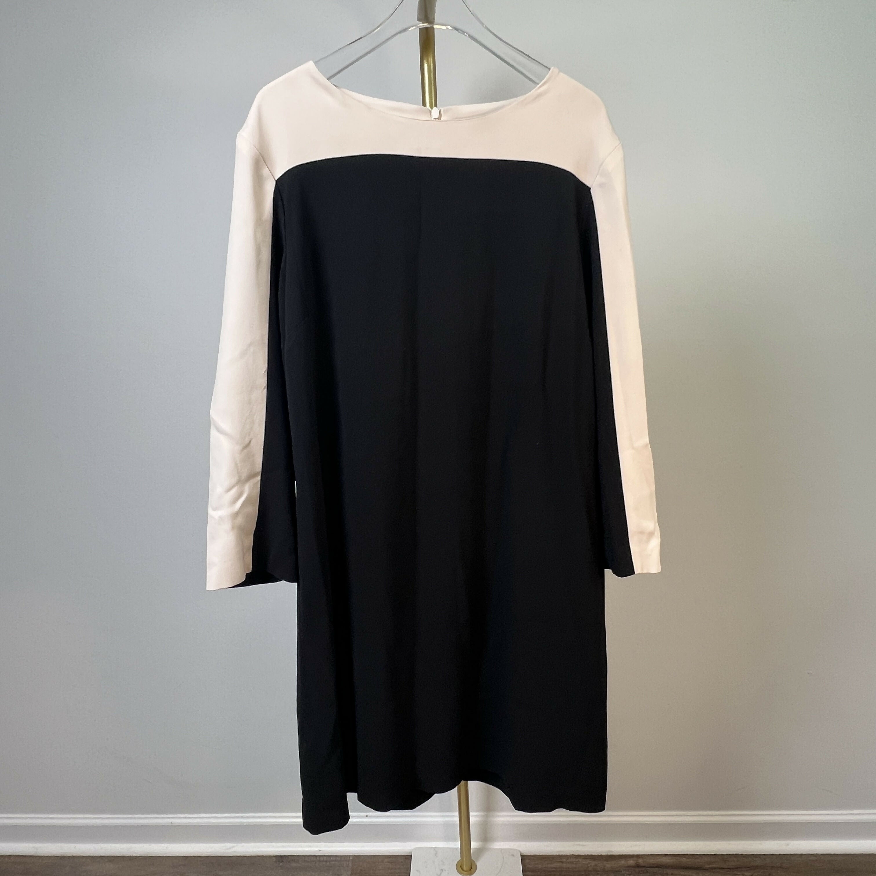 Of Mercer Long Sleeve Crew Neck Contrast Dress Black Multi/Size 10