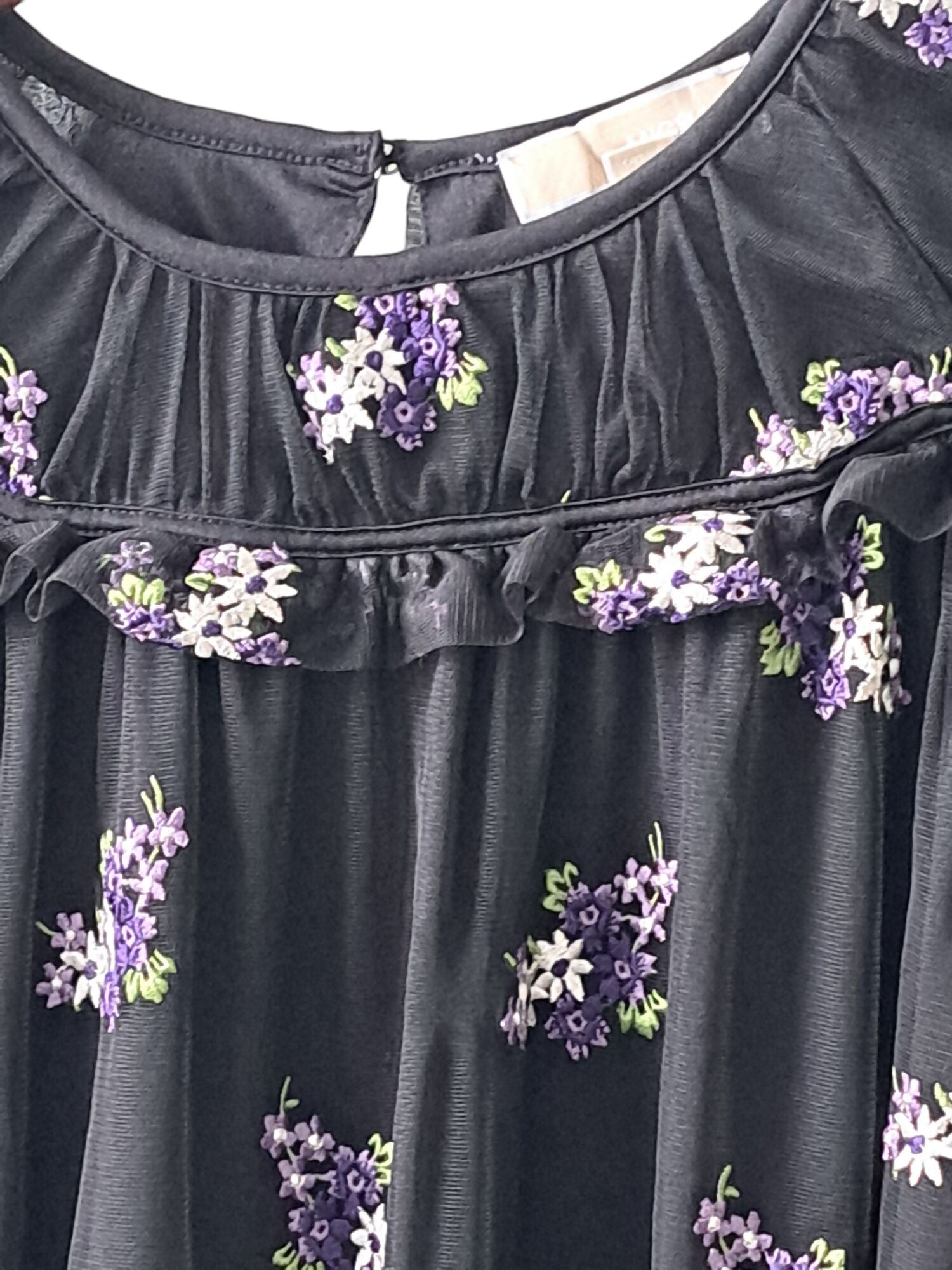 MICHAEL Michael Kors Forget Me Not Floral Blouse-Floral-Black-Multi Orchid Haze XS