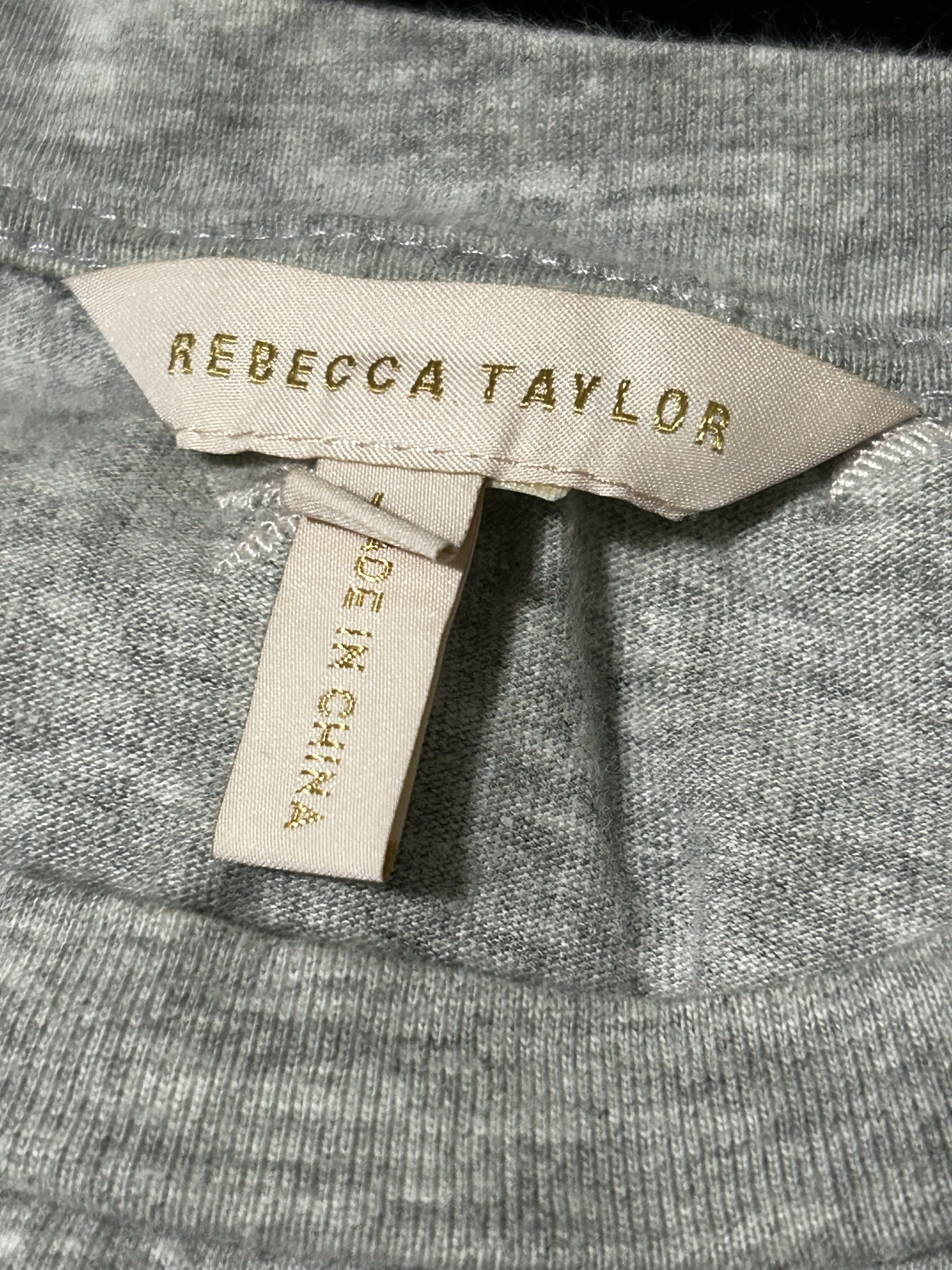 Rebecca Taylor Dree Embroidered T-Shirt - Floral - Gray Multi/Grey Melange - L
