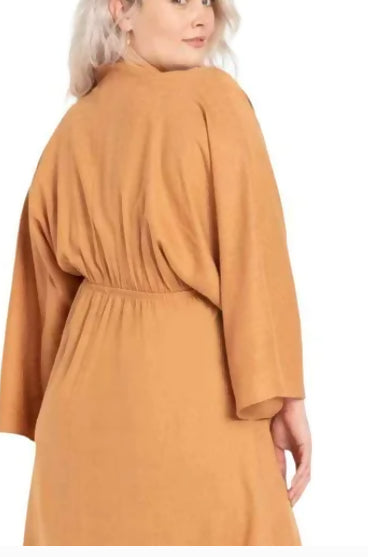 Eloquii Kimono Sleeve Tie Neck Dress - /Orange - 14