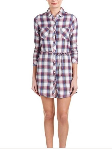 Soft Joie Plaid Carmina Shirtdress - Plaid - Multi/Red Multi - XS