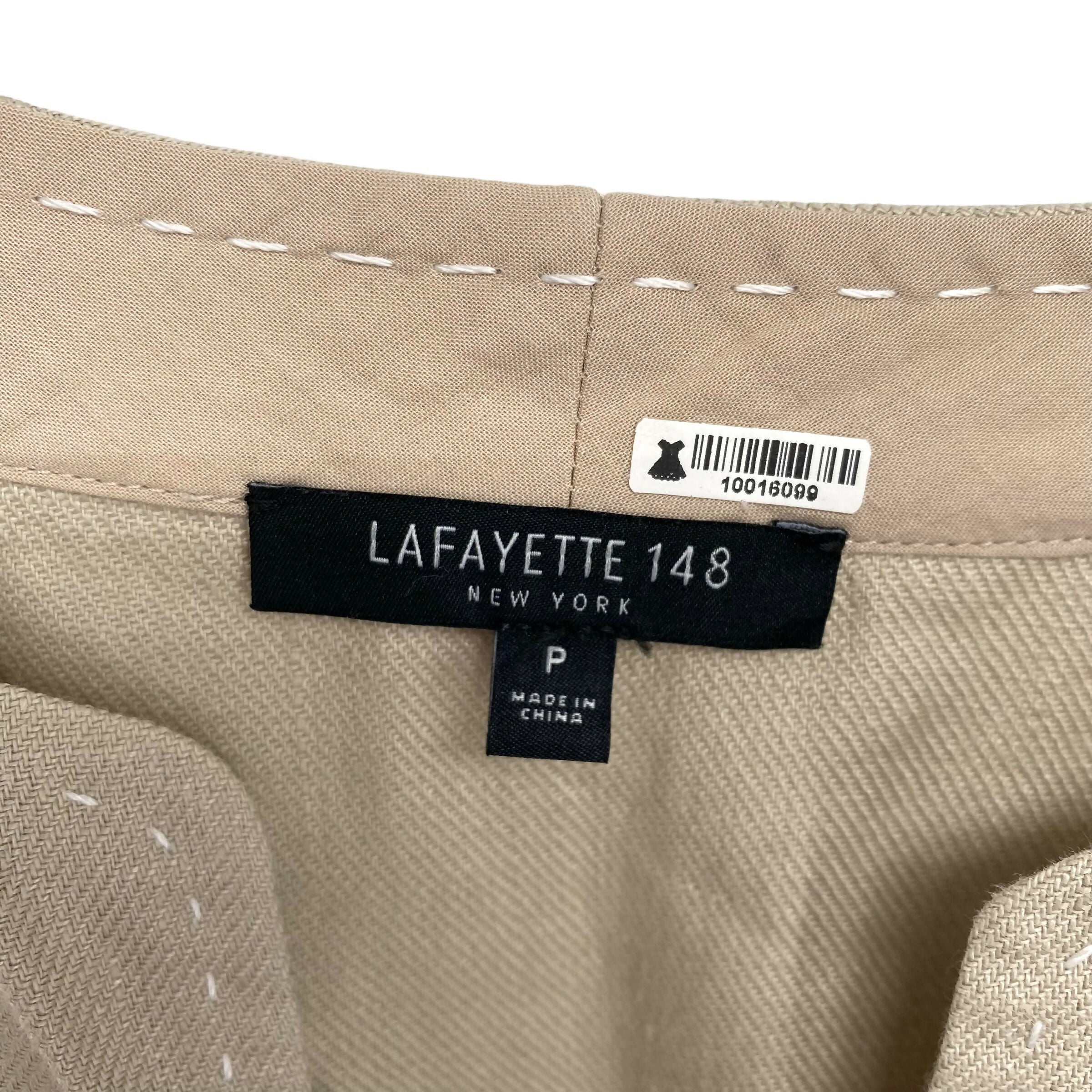 Lafayette 148 New York Sleeveless Splitneck Fringe Trim Linen Tunic - /Beige - XS