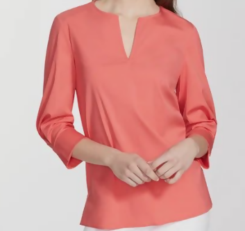 Lafayette 148 New York 3/4 Sleeve Whalen Blouse - /Pink - M