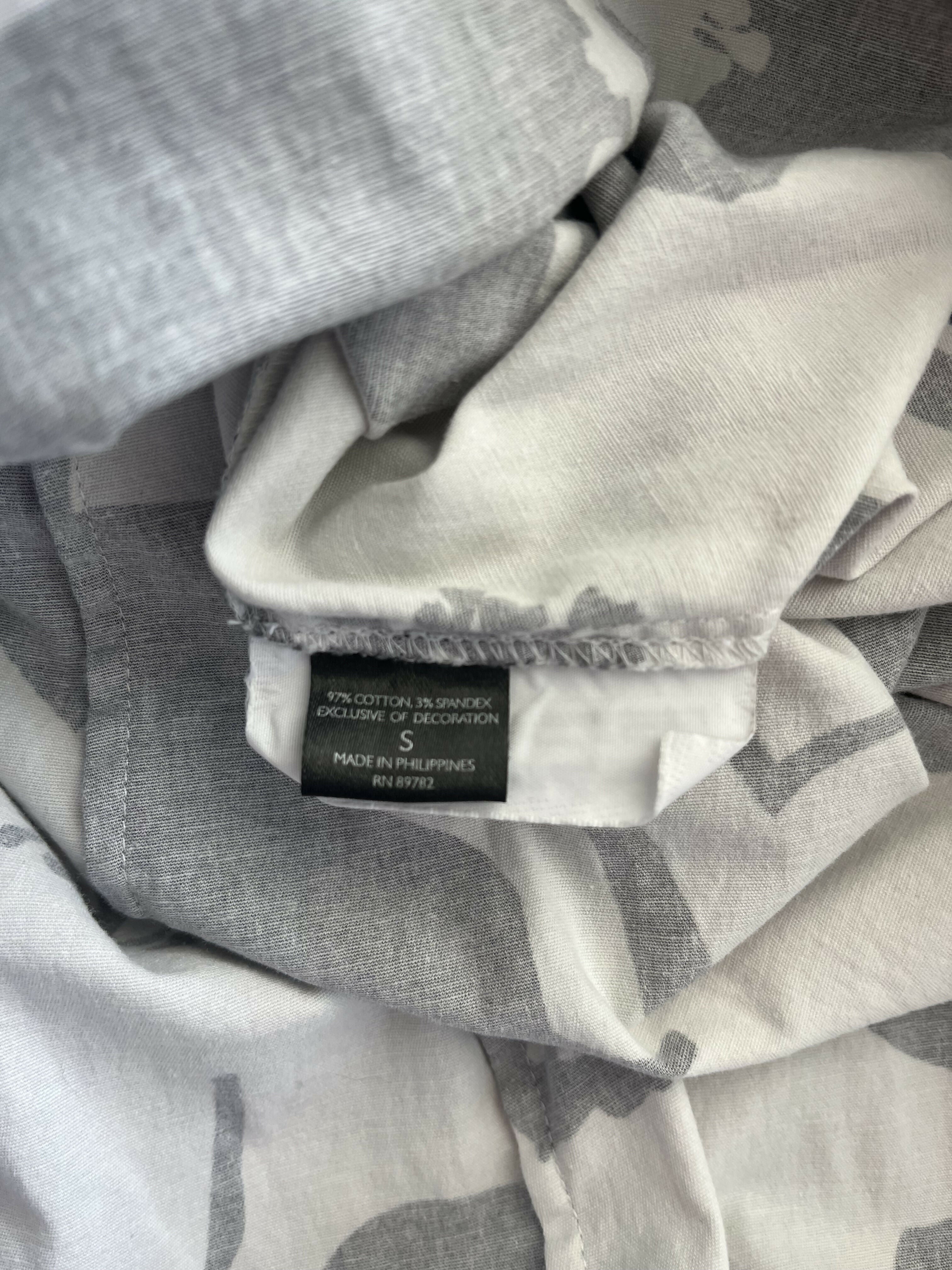 Natori Garden Mandarin sleeveless Dress pockets, belted Floral Black white beige Small