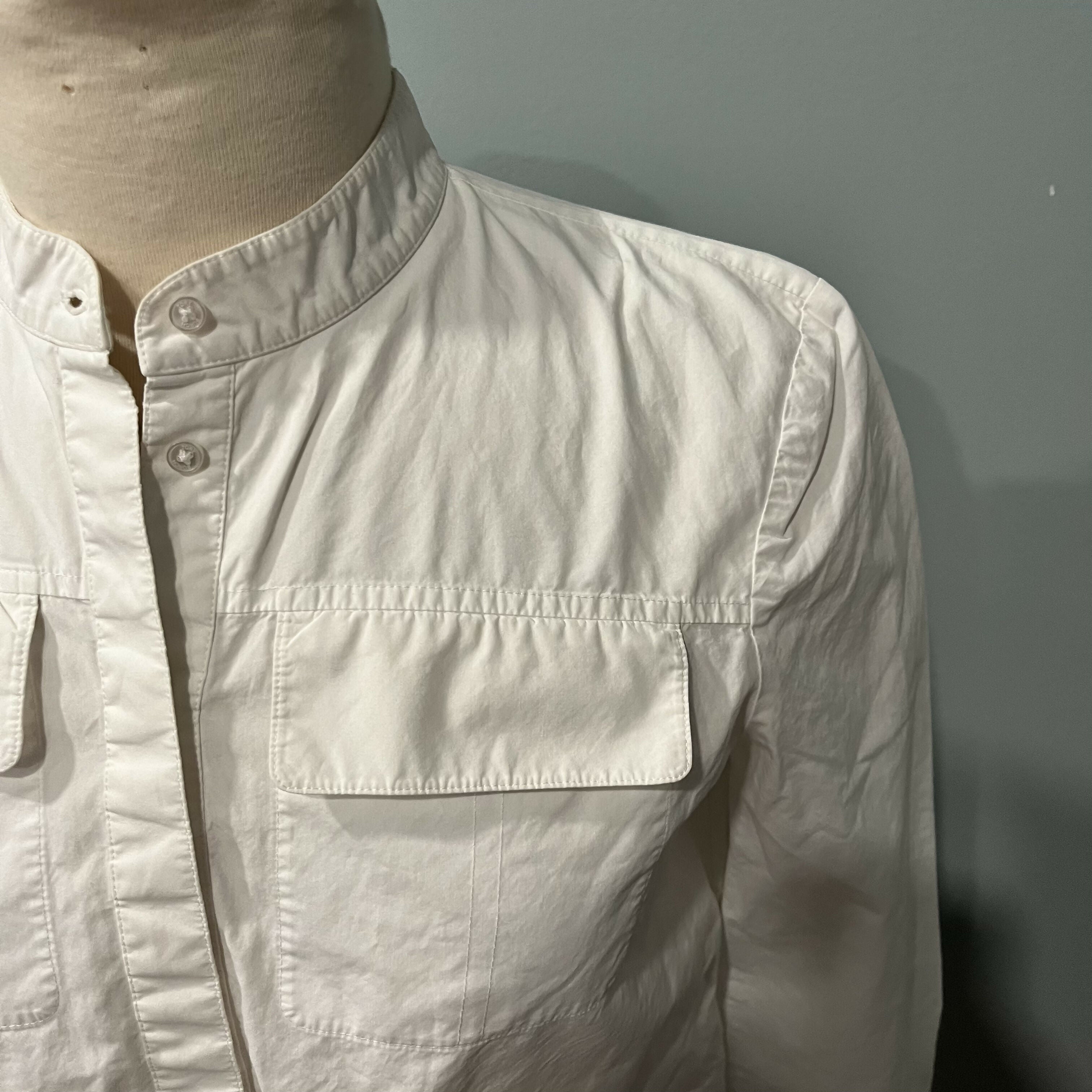 Tory Burch Allison Chest Pockets Button-Down Cotton Shirt - White - 4