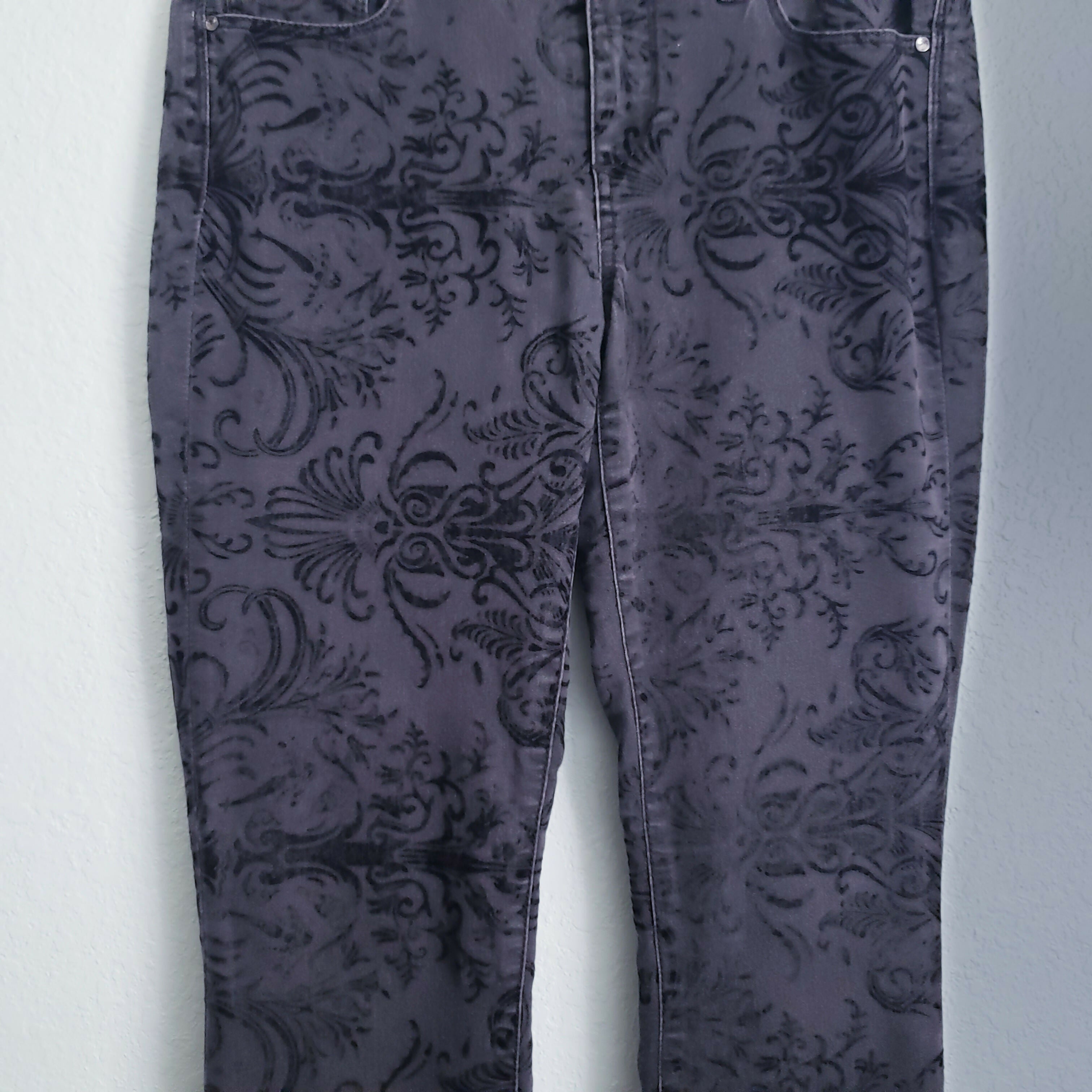 Rachel Rachel Roy Velvet Brocade Textured Skinny Jeans - Floral - Black - 27