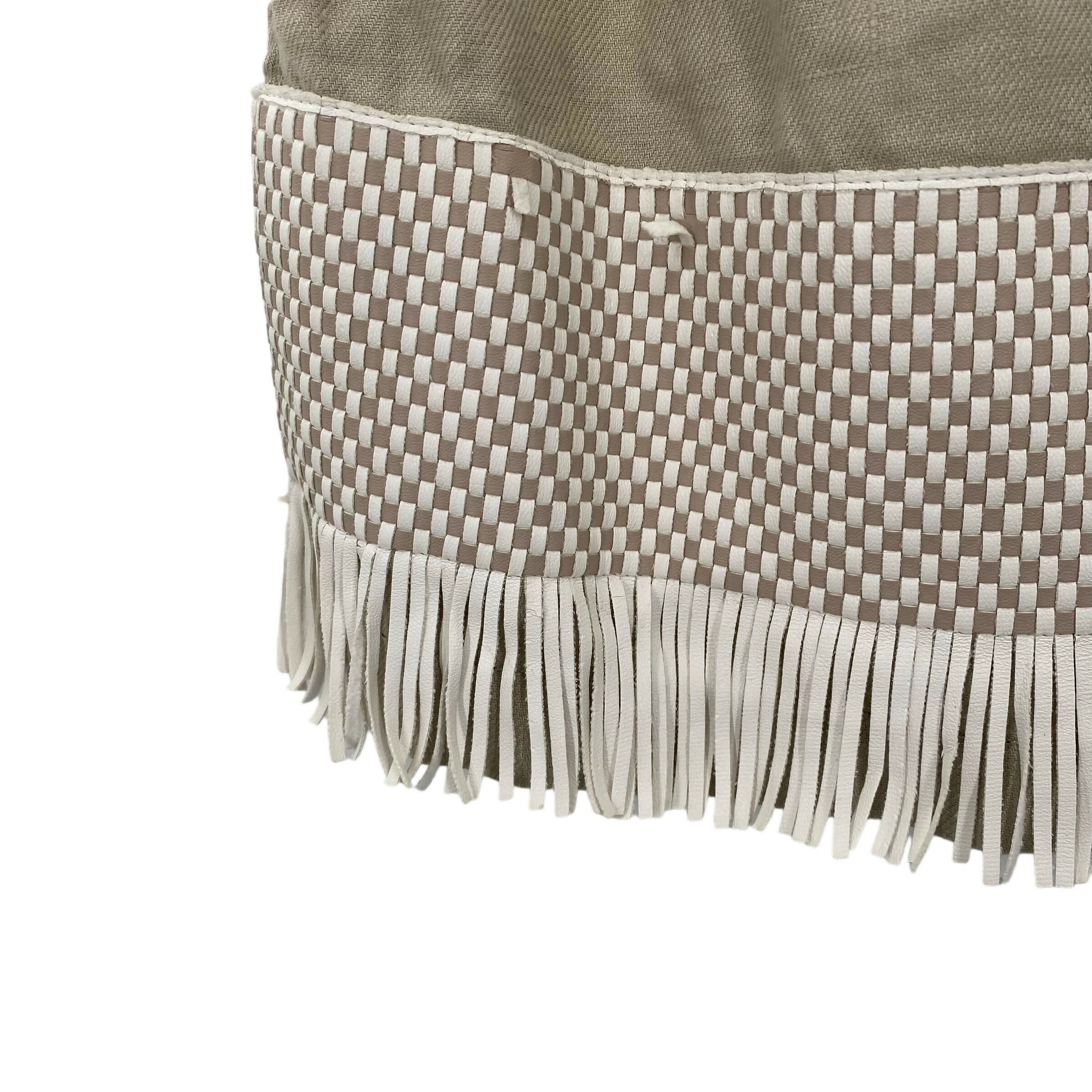 Lafayette 148 New York Sleeveless Splitneck Fringe Trim Linen Tunic - /Beige - XS