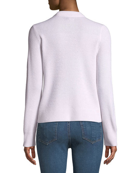 Rag & Bone Long Sleeve Rib-Knit Cropped Cashmere Sweater - /White - S