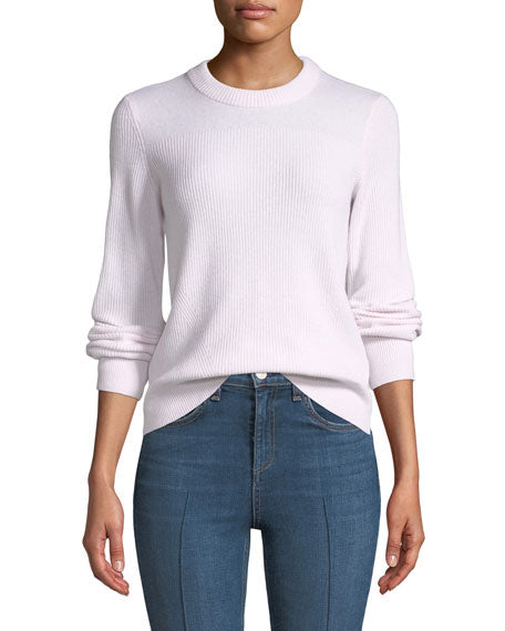 Rag & Bone Long Sleeve Rib-Knit Cropped Cashmere Sweater - /White - S