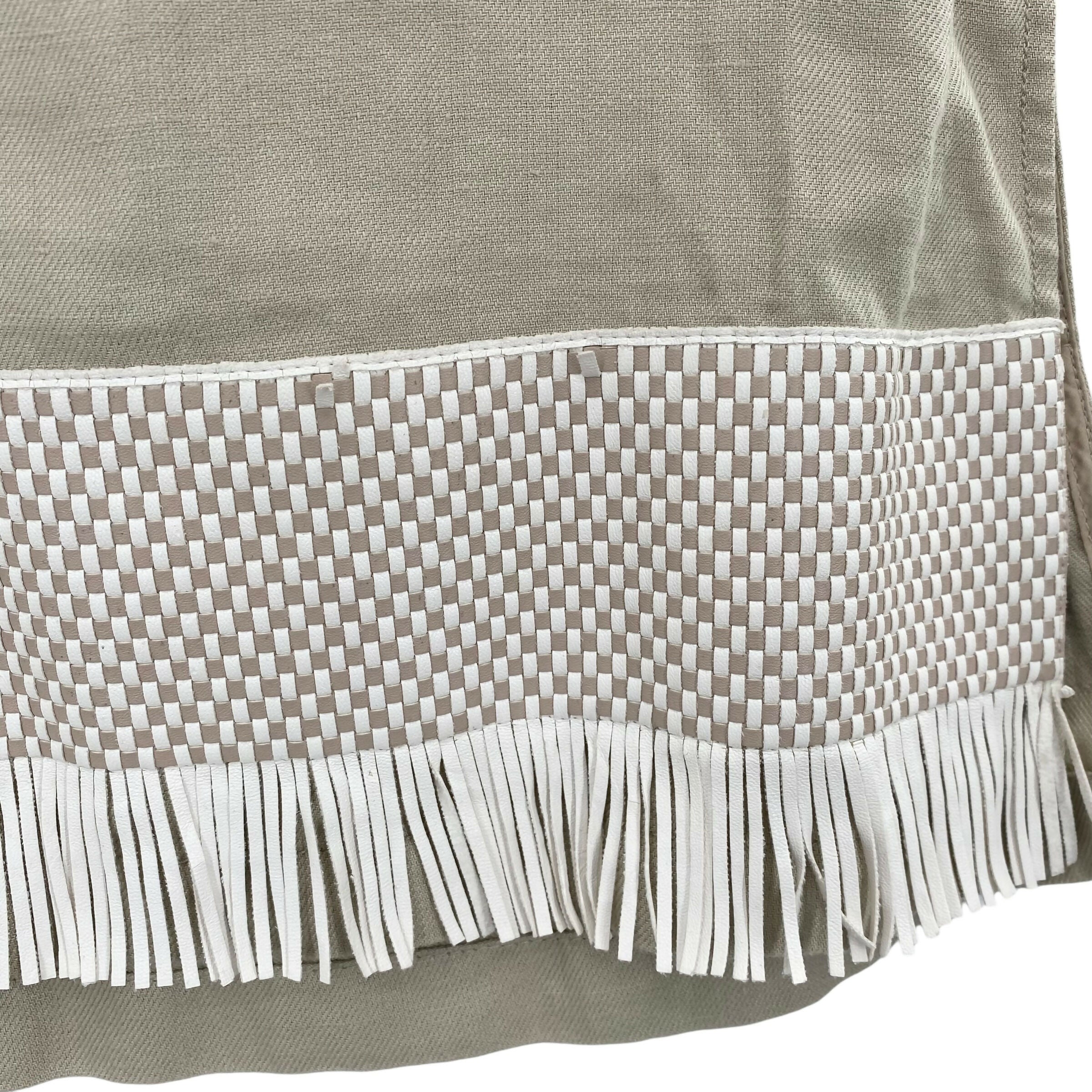 Lafayette 148 New York Sleeveless Splitneck Fringe Trim Linen Tunic - /Beige - XS