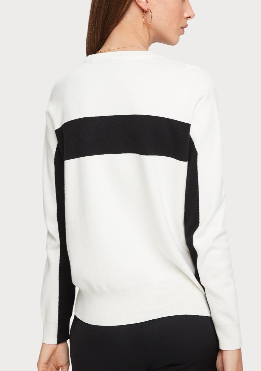 Scotch & Soda Contrast Stripe Side Zip Sweater - Stripes - White Multi/Off White - S