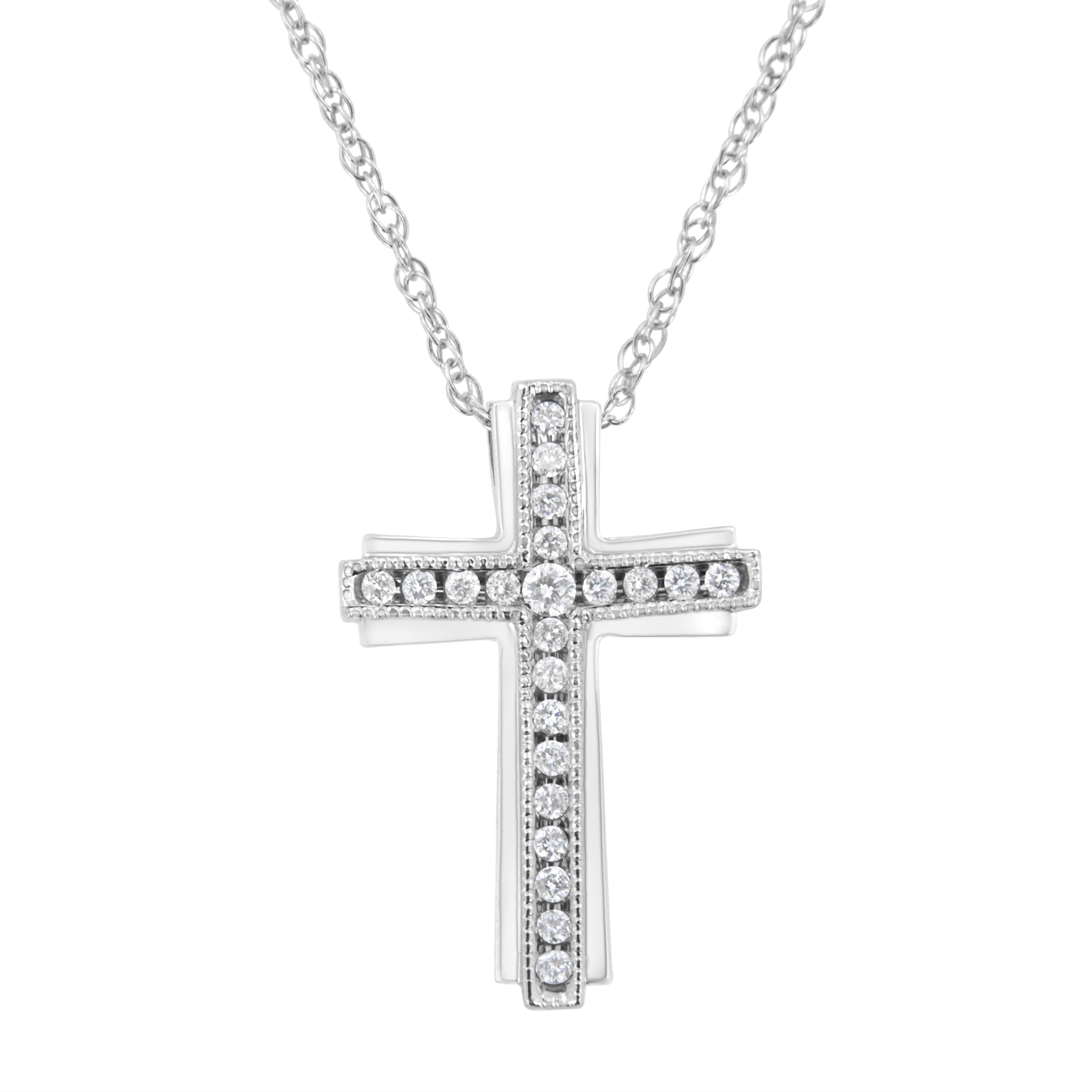 Haus of Brilliance .925 Sterling Silver 1/4 cttw Lab Grown Diamond Cross Pendant Necklace (F-G Color, VS2-SI1 Clarity)
