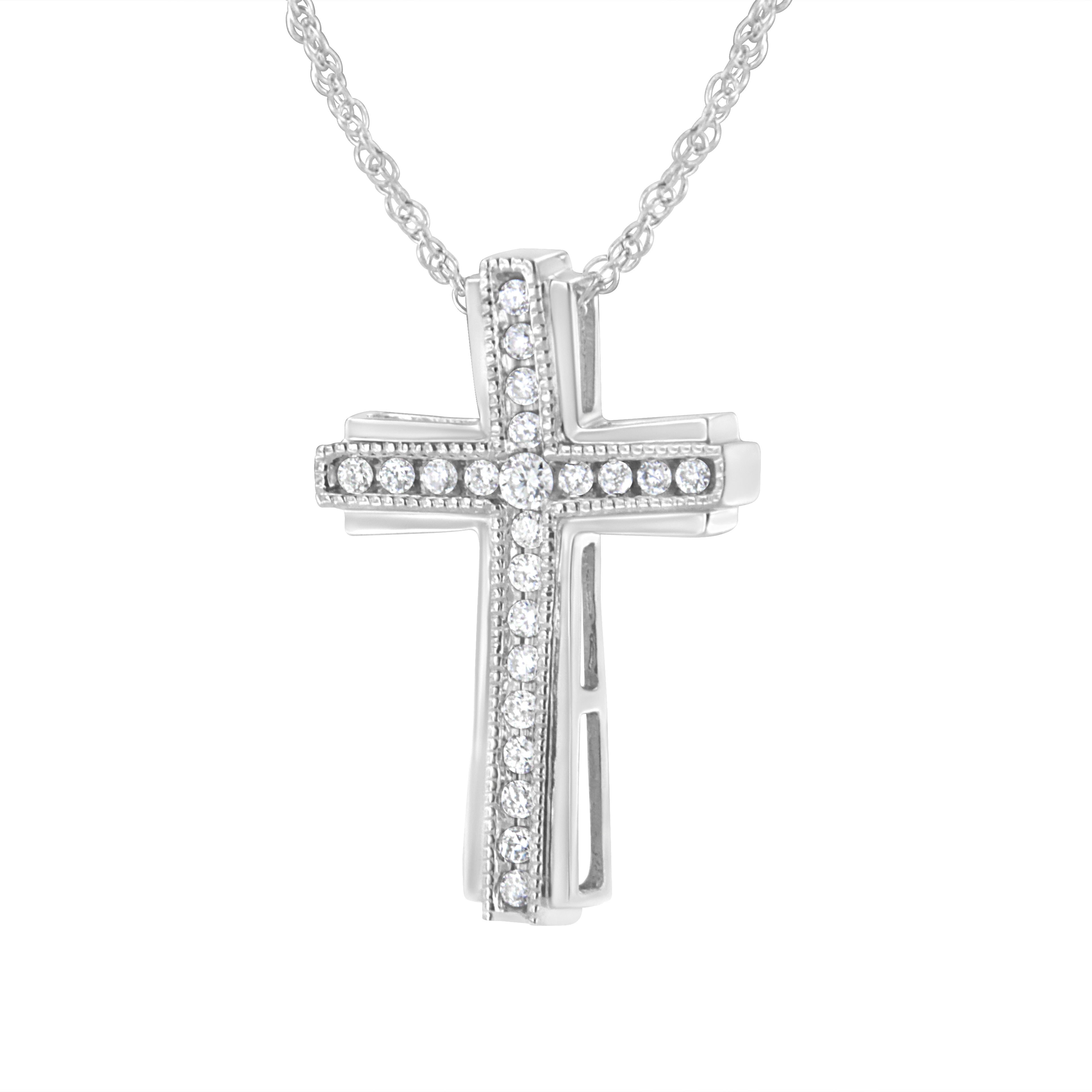 Haus of Brilliance .925 Sterling Silver 1/4 cttw Lab Grown Diamond Cross Pendant Necklace (F-G Color, VS2-SI1 Clarity)