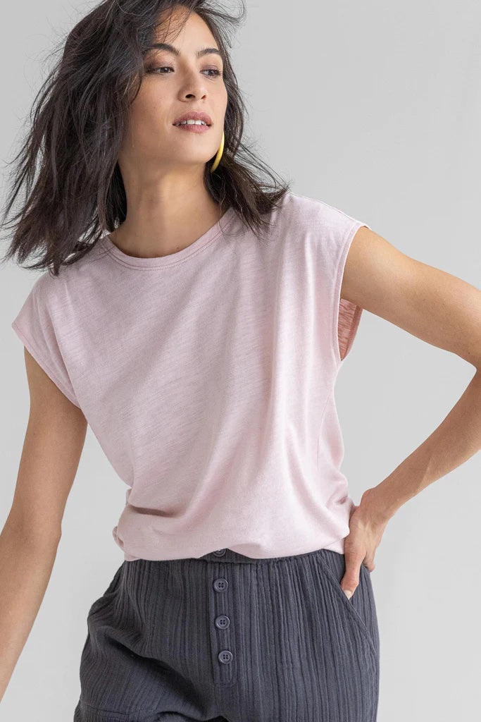 Lilla P Flame Modal Sleeveless Wedge Slit Neck in camellia