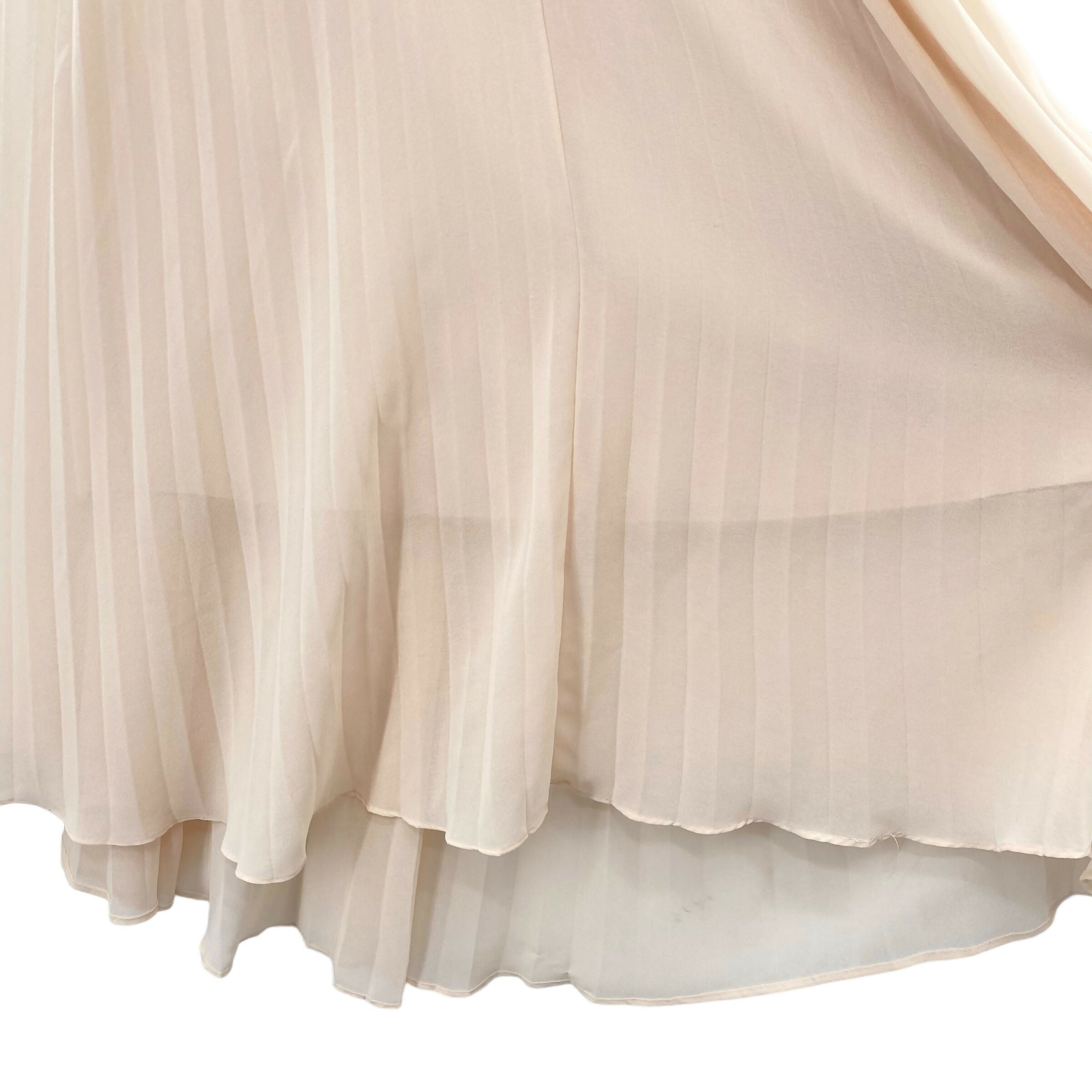 REISS Cream Lace Chiffon Dress Size 10 Long Formal Wedding Party Sleeveless