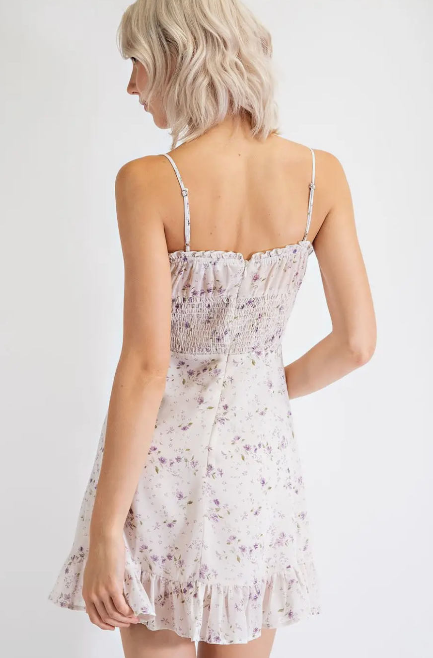 Edit By Nine White Lavender Floral Mini dress / M