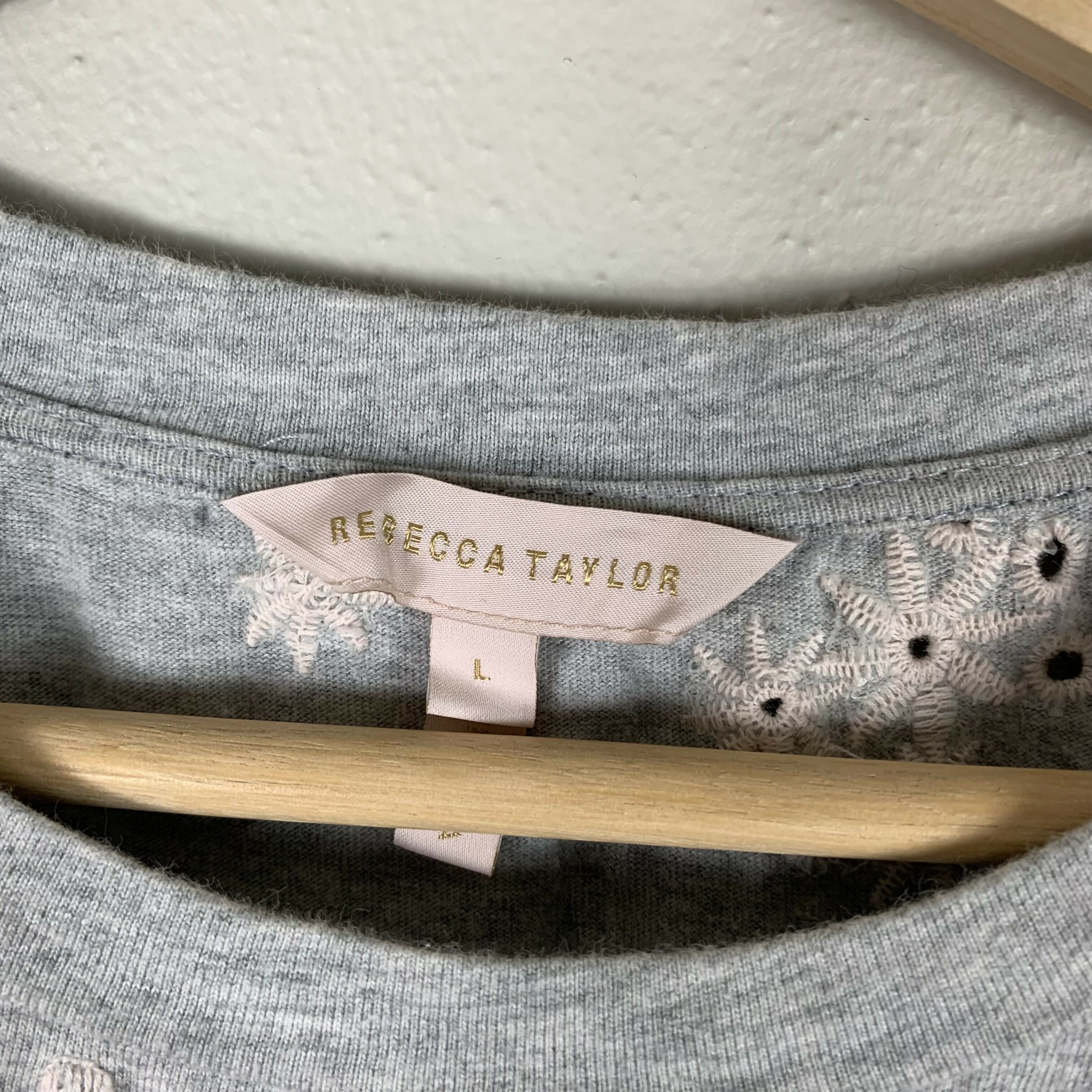 Rebecca Taylor Dree Embroidered T-Shirt - Floral - Gray Multi/Grey Melange - L