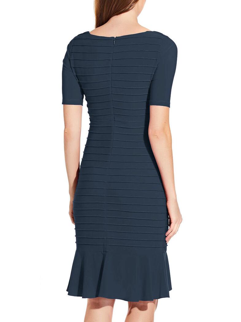 Adrianna Papell Pintucked Tulip Skirt Dress - /Blue - 14