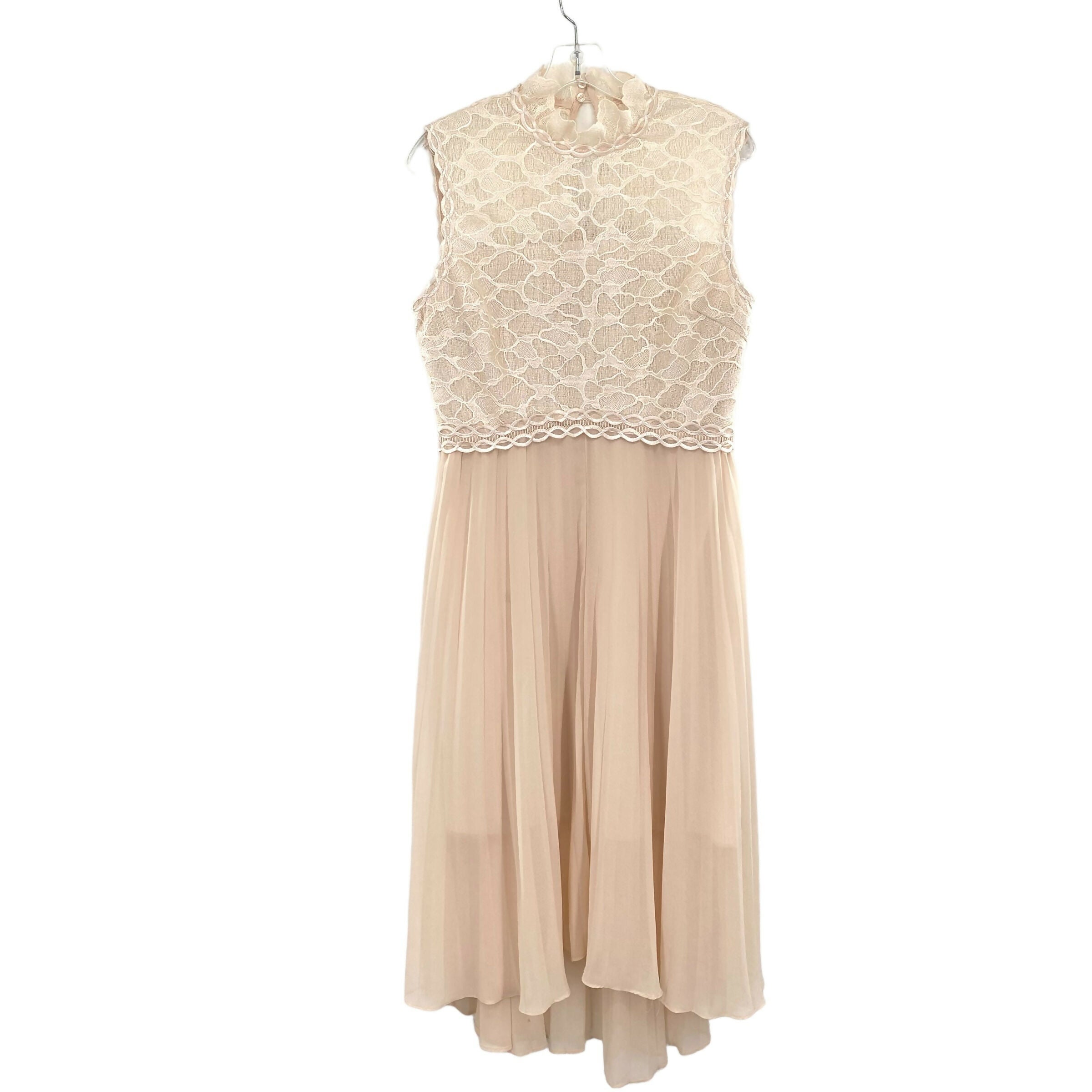 REISS Cream Lace Chiffon Dress Size 10 Long Formal Wedding Party Sleeveless