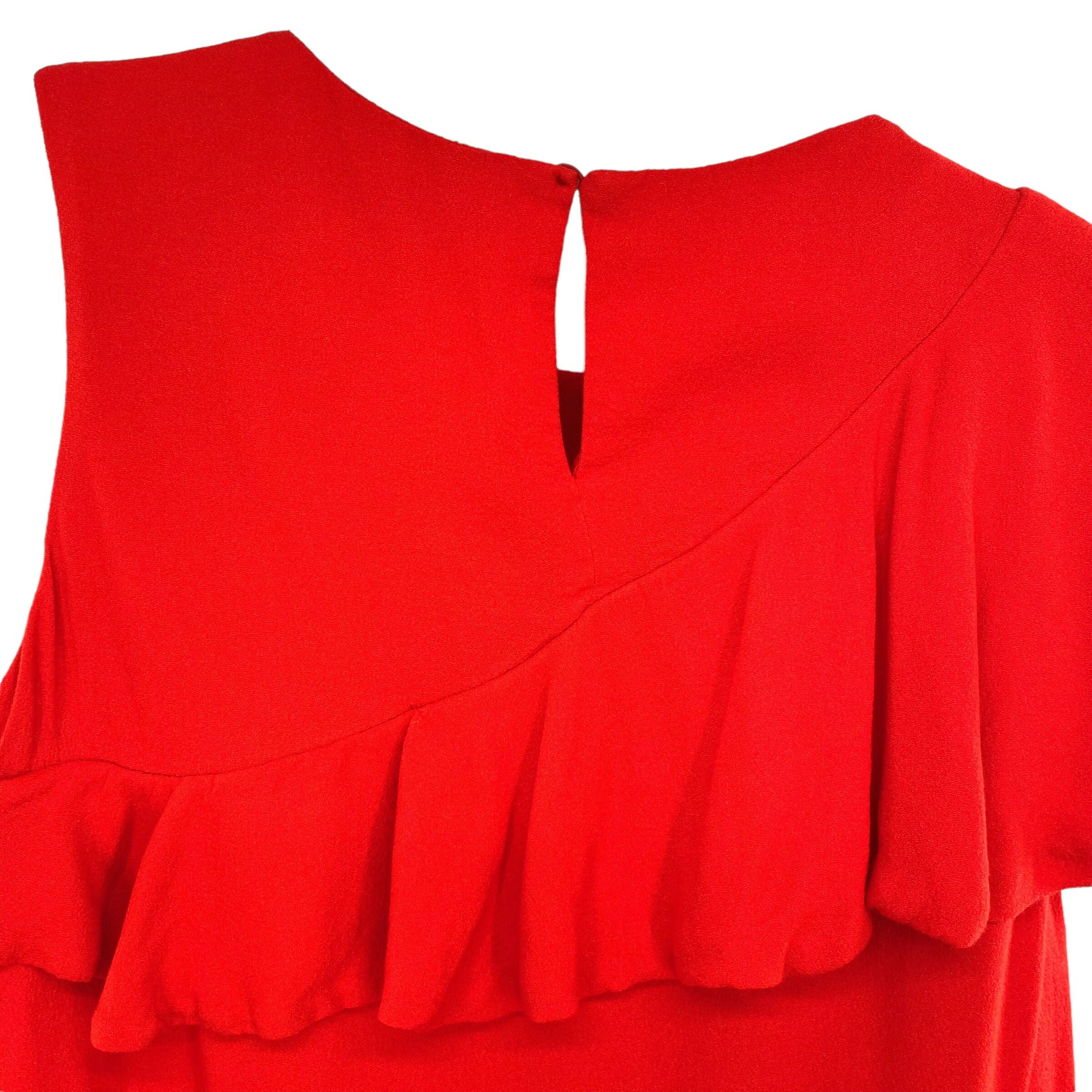 Maje Ruffled Front Lorena Top - Red - S