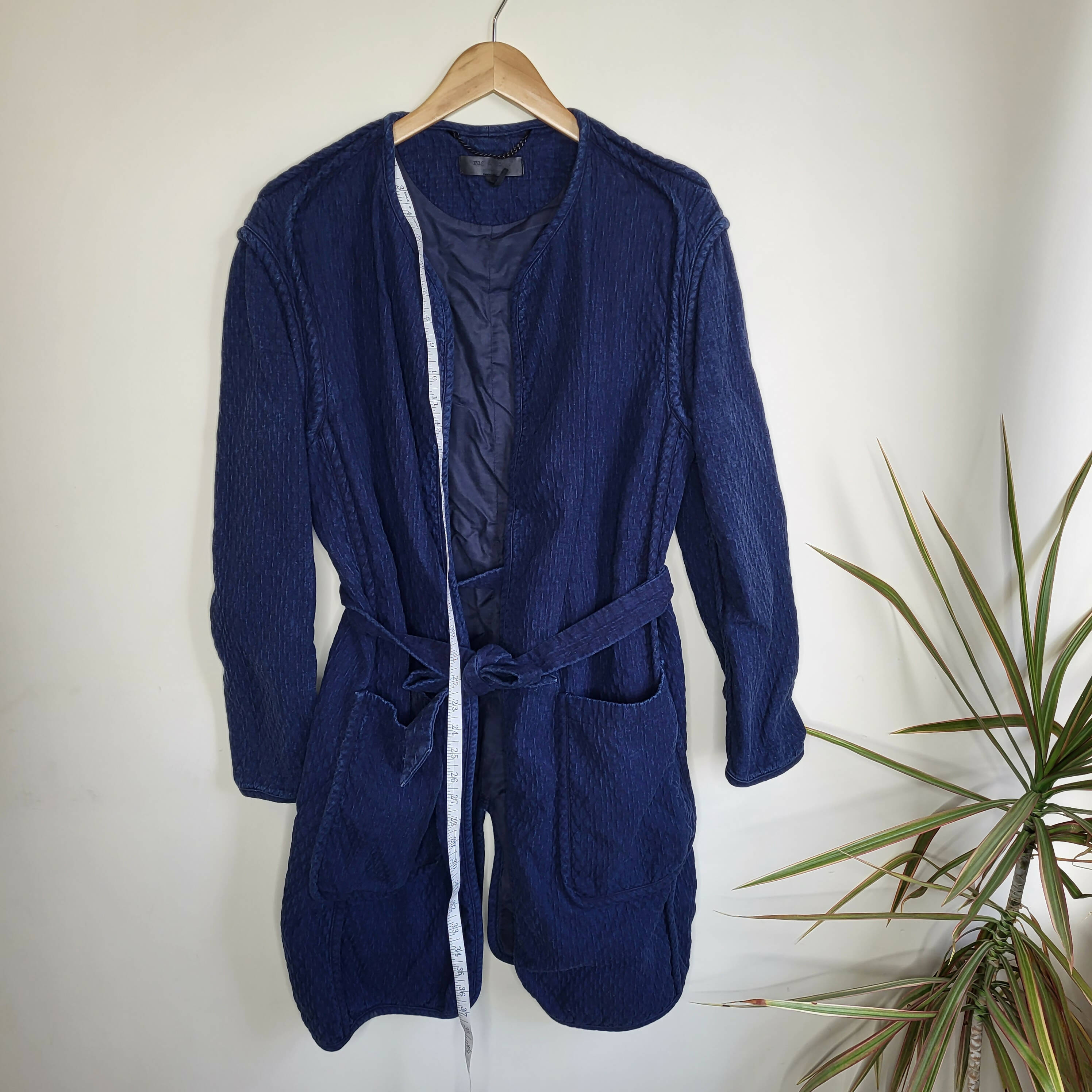 Rag & Bone Quilted Self Tie Liner Coat - /Navy Size S