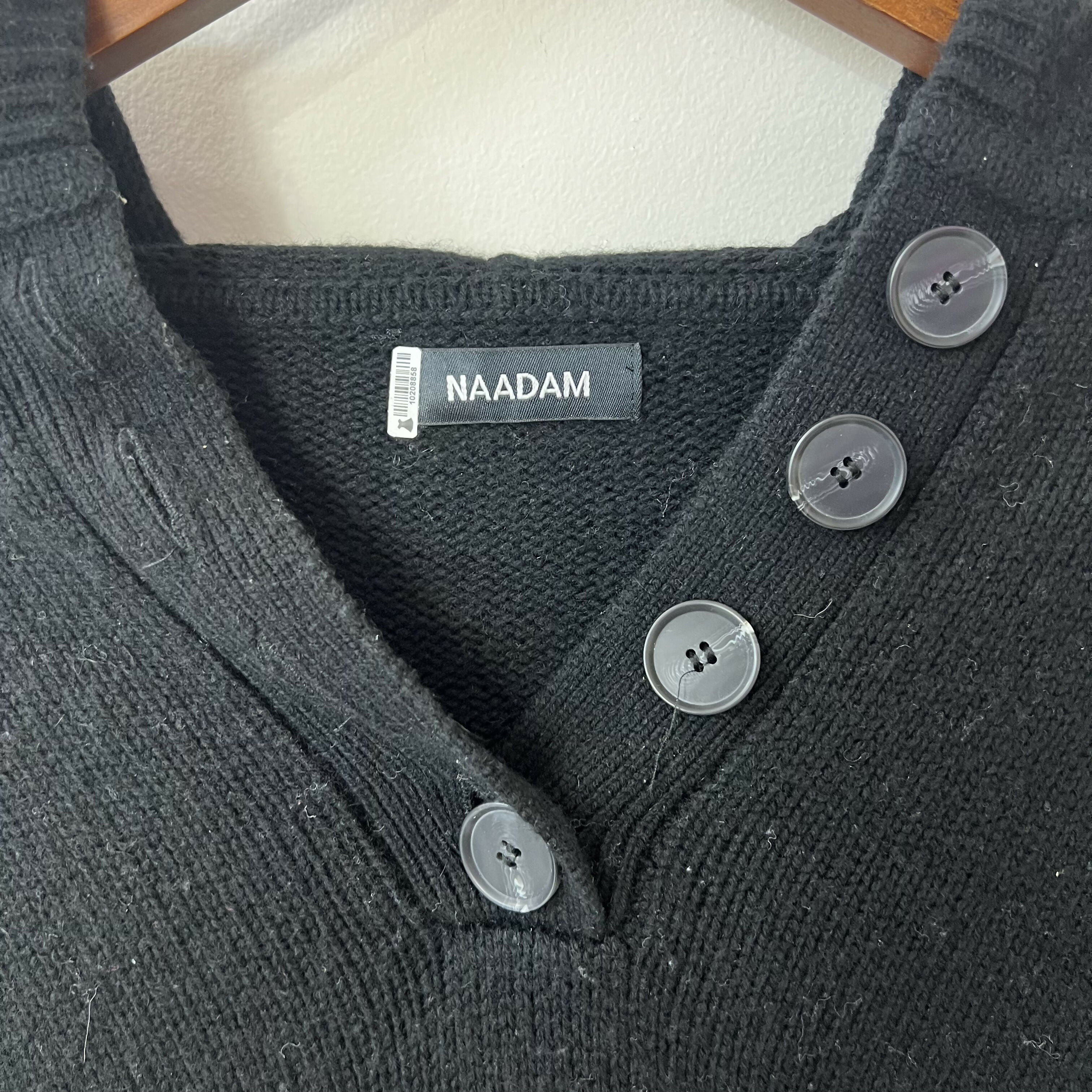 Naadam Merino Wool Cashmere Black Sweater Hooded Sz XS