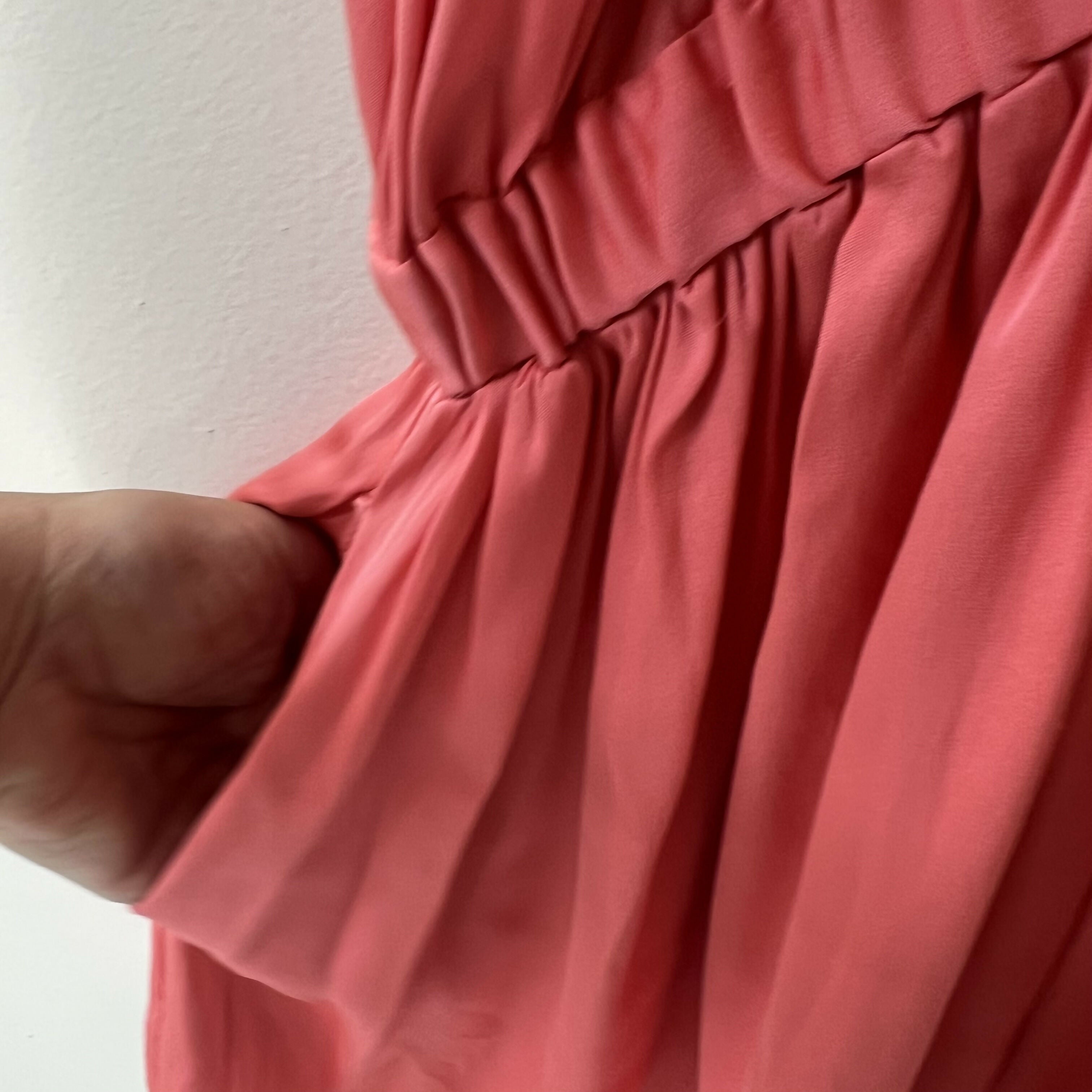 Milly Romper Spaghetti Strap Elastic Cinched Waist Sz 4 Pink