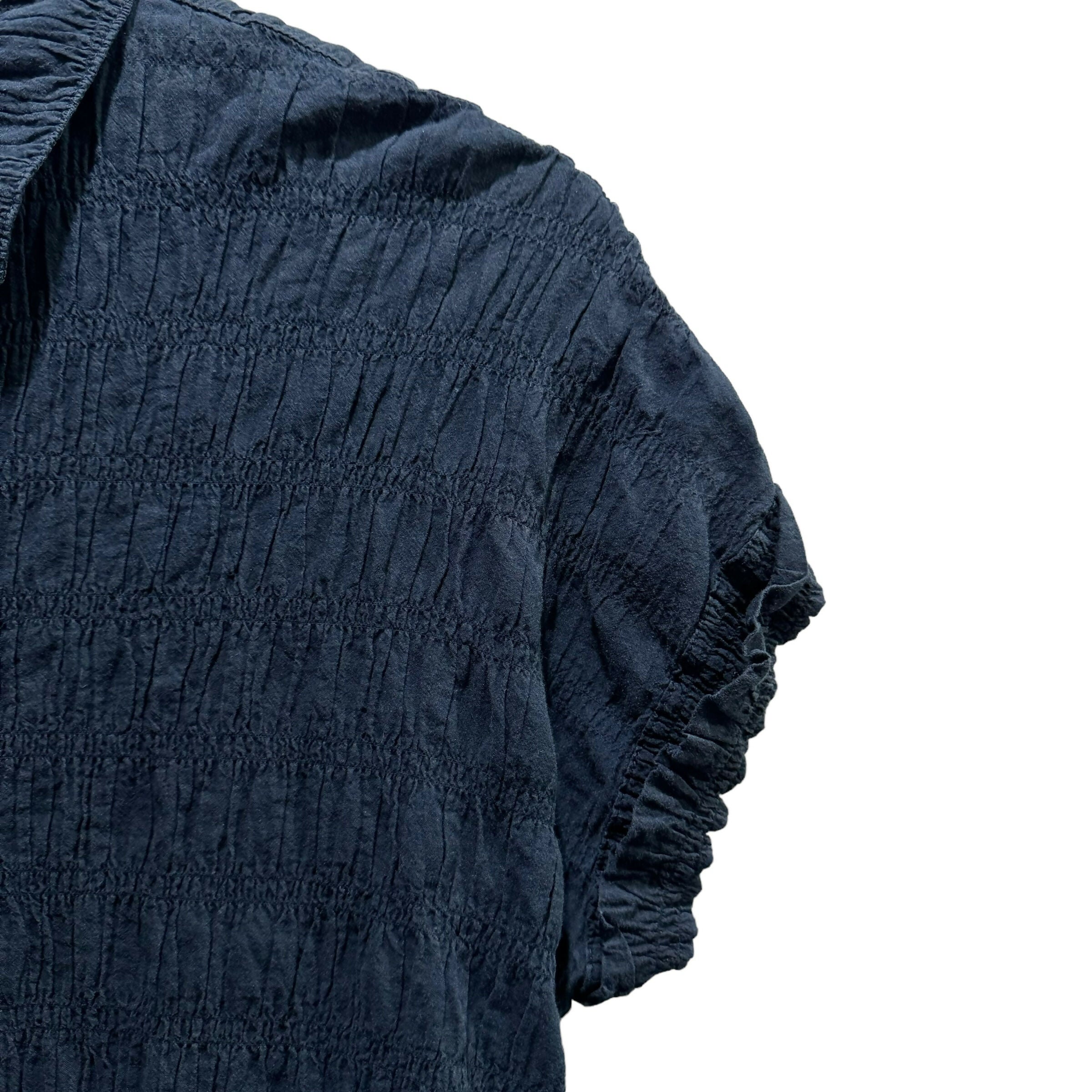 Scotch & Soda Short Sleeve Smocked Button-Down Shirt - /Navy - S