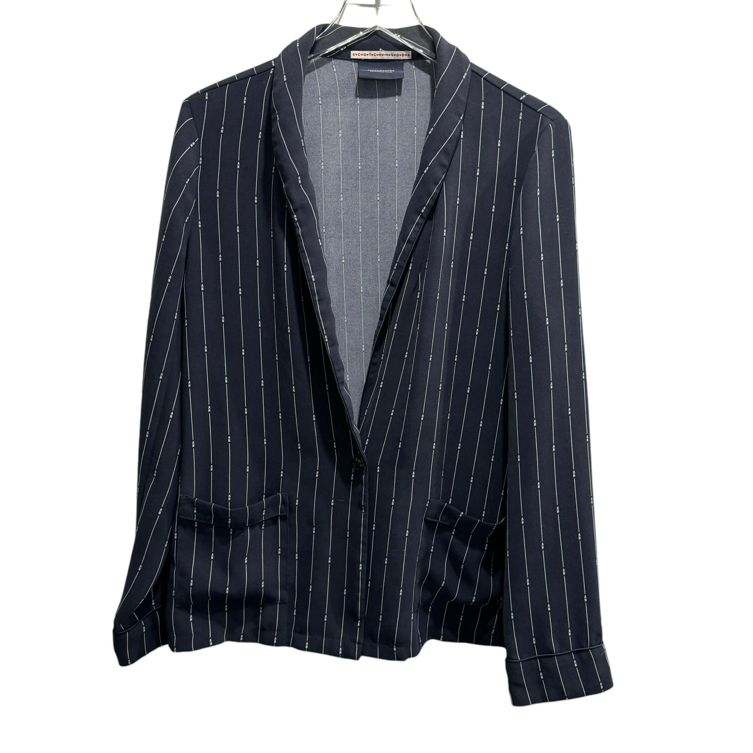 Scotch & Soda Lightweight Pinstripe Blazer - Stripes - Navy/Night - XL