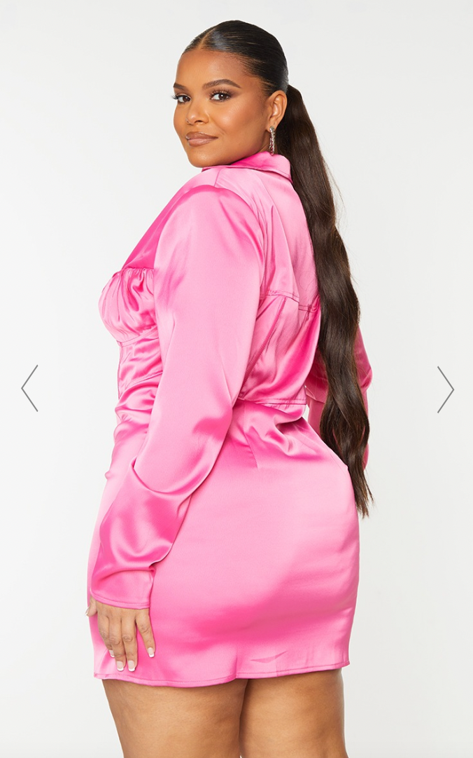 PrettyLittleThing Pink Hook and Eye Corset Dress / 2XL
