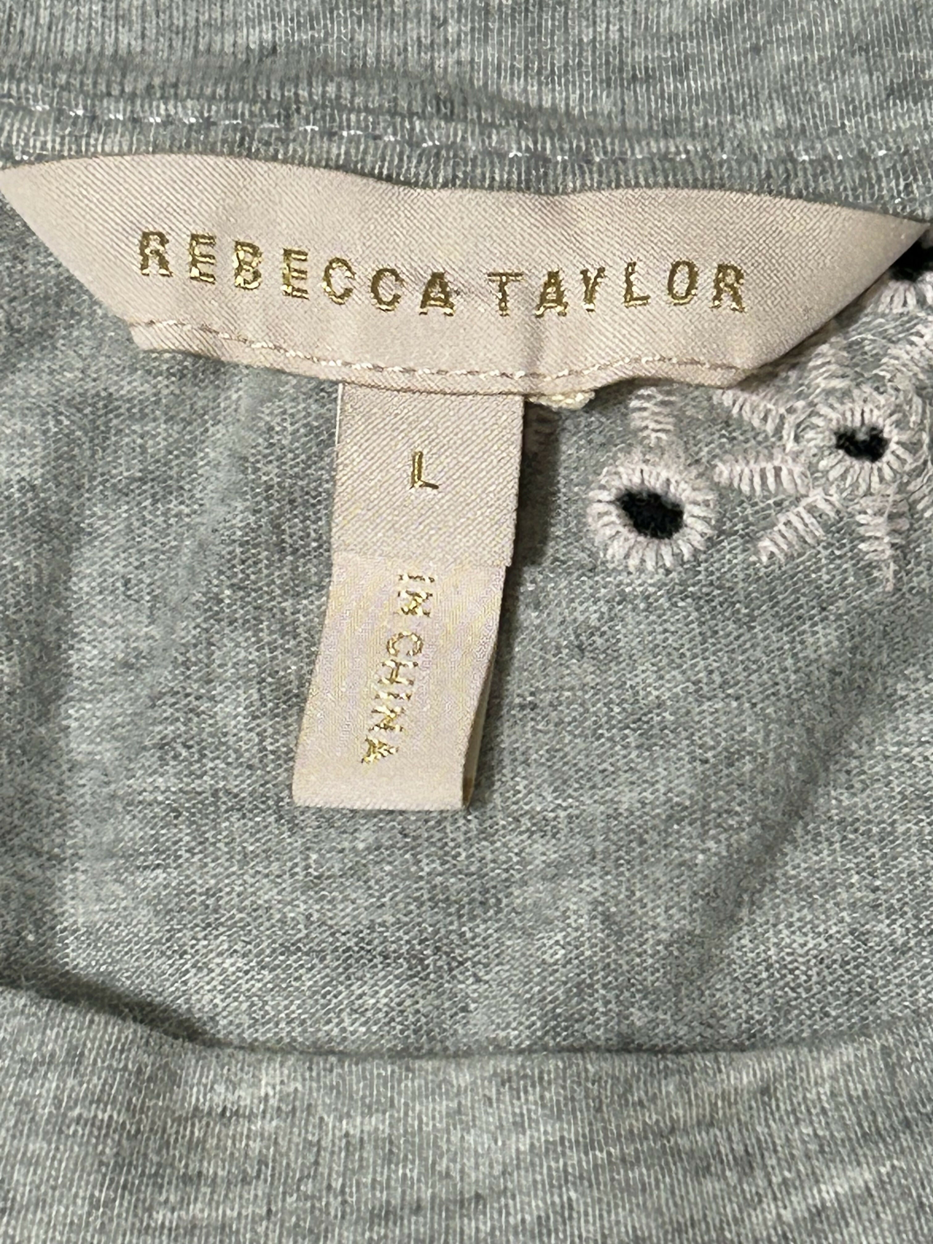 Rebecca Taylor Dree Embroidered T-Shirt - Floral - Gray Multi/Grey Melange - L
