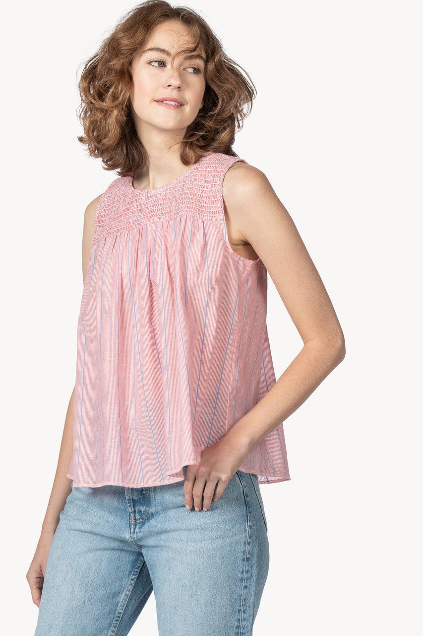 Lilla P Smocked Tank - Ginger Stripe Size - S