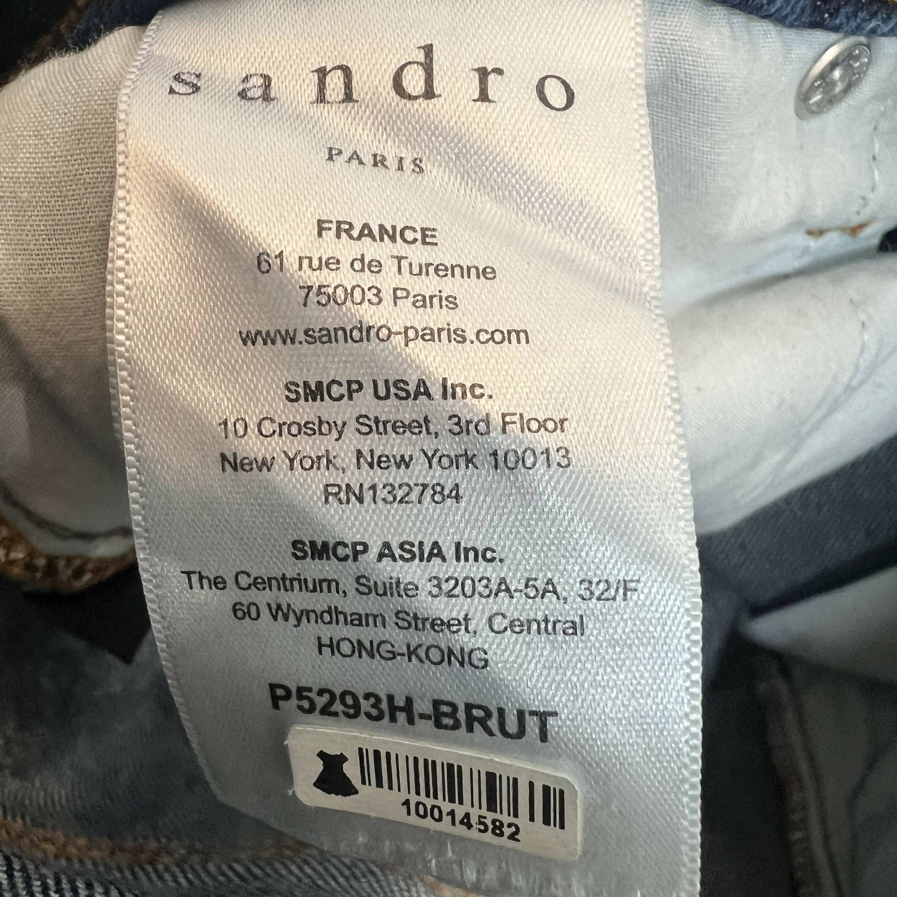 Sandro High Waist Jeans Dark Wash Reverse Seam Cropped Ankle Sz 24