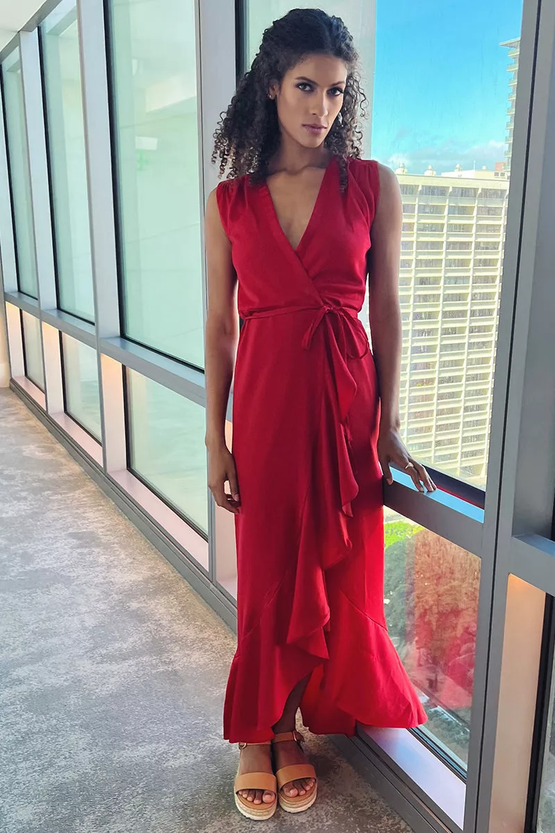 Yumi Kim Venice Wrap Maxi Dress - Red