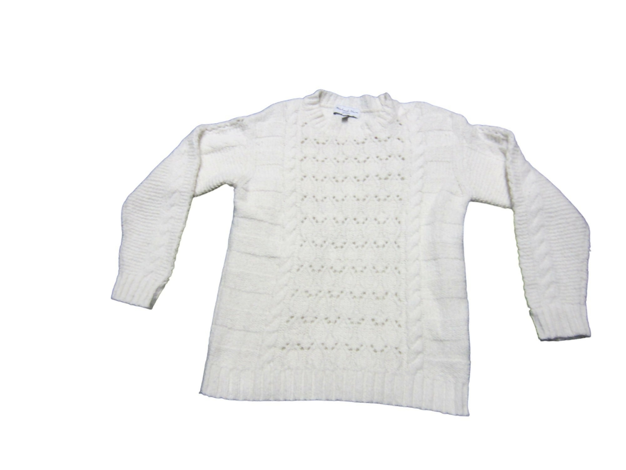 Michael Stars Louisa Cable Knit Pointelle Pullover Sweater - /Off White - S