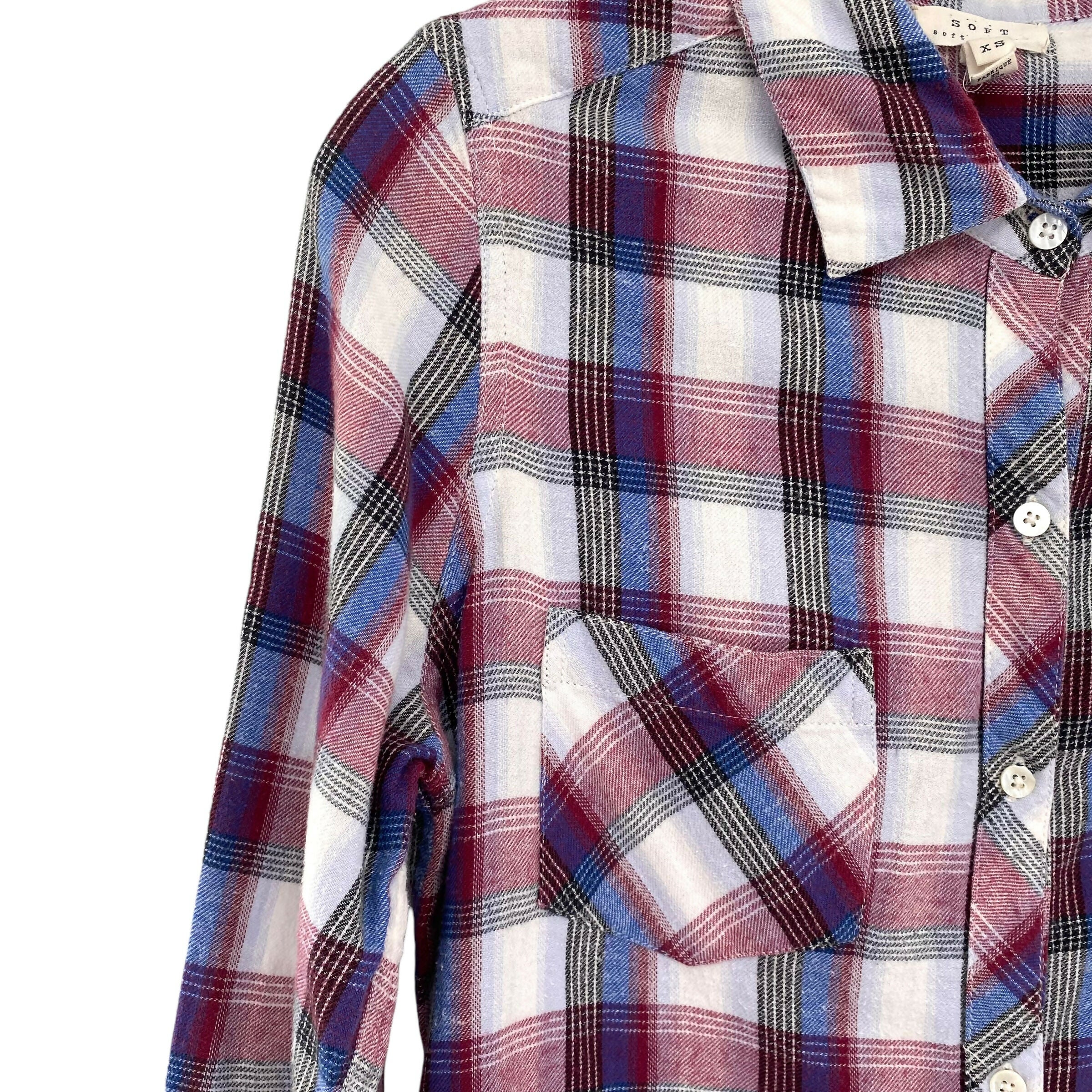 Soft Joie Plaid Carmina Shirtdress - Plaid - Multi/Red Multi - XS