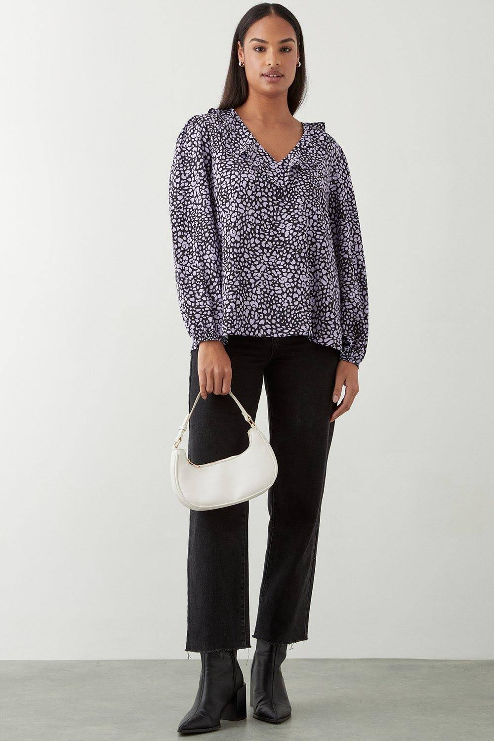 Ripe Maternity Maternity 3/4 Sleeve Wrap Blouse - Abstract - Black Multi/Black/Gray